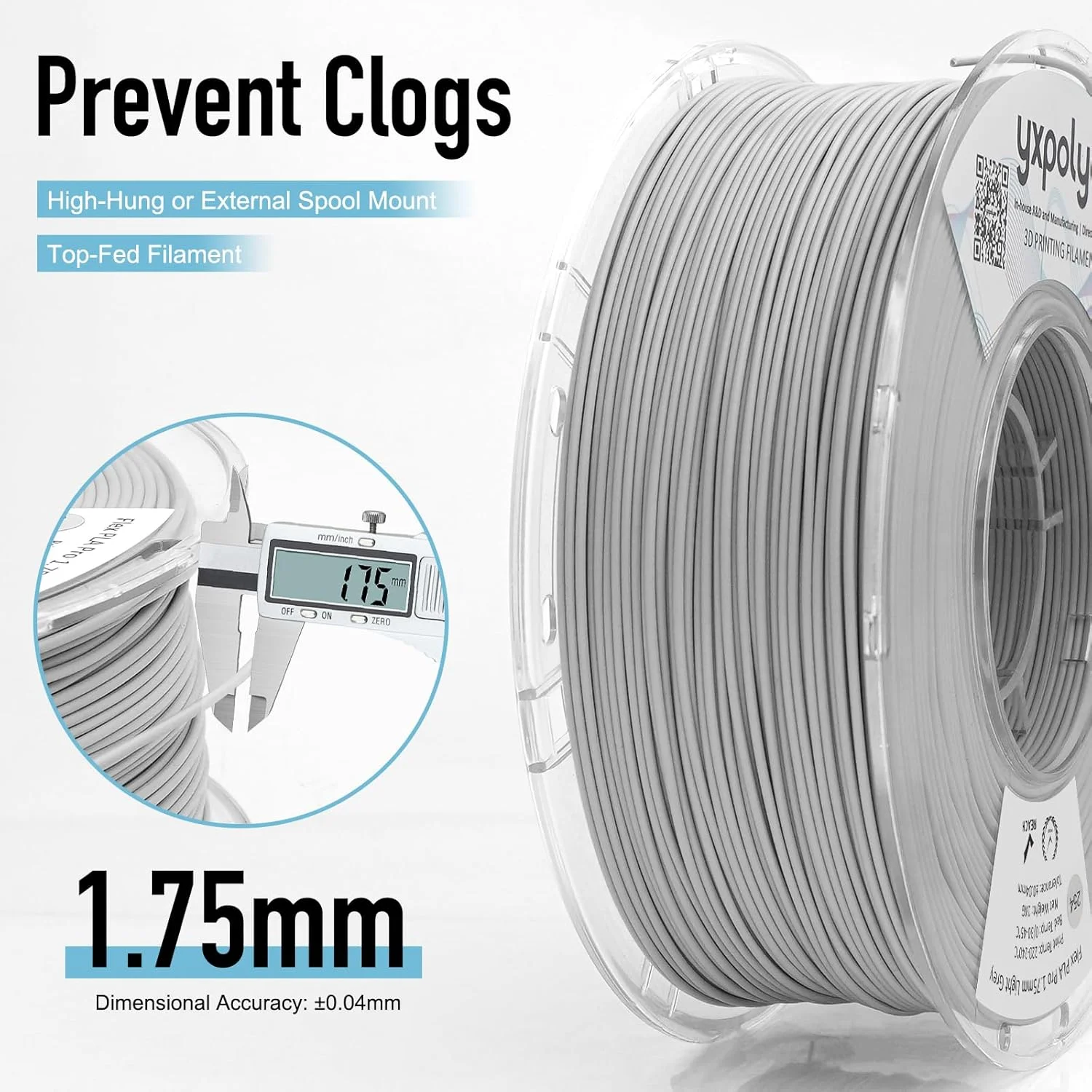 فیلامنت پرینتر سه بعدی PLA Pro انعطاف پذیر YXPOLYER برای توپ بسکتبال بدون هوا، PLA نرم و منعطف، 1.75 میلی متر 1 کیلوگرم، خاکستری