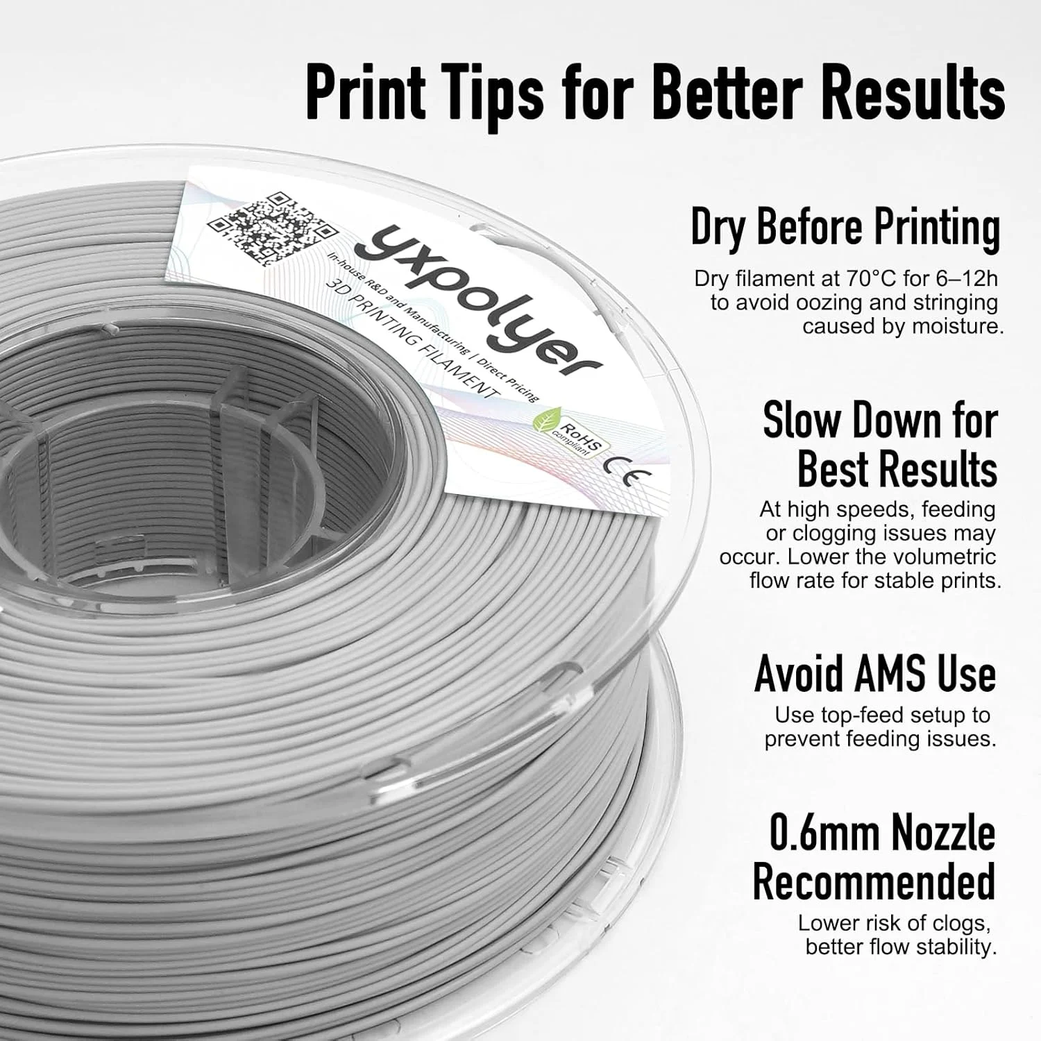 فیلامنت پرینتر سه بعدی PLA Pro انعطاف پذیر YXPOLYER برای توپ بسکتبال بدون هوا، PLA نرم و منعطف، 1.75 میلی متر 1 کیلوگرم، خاکستری