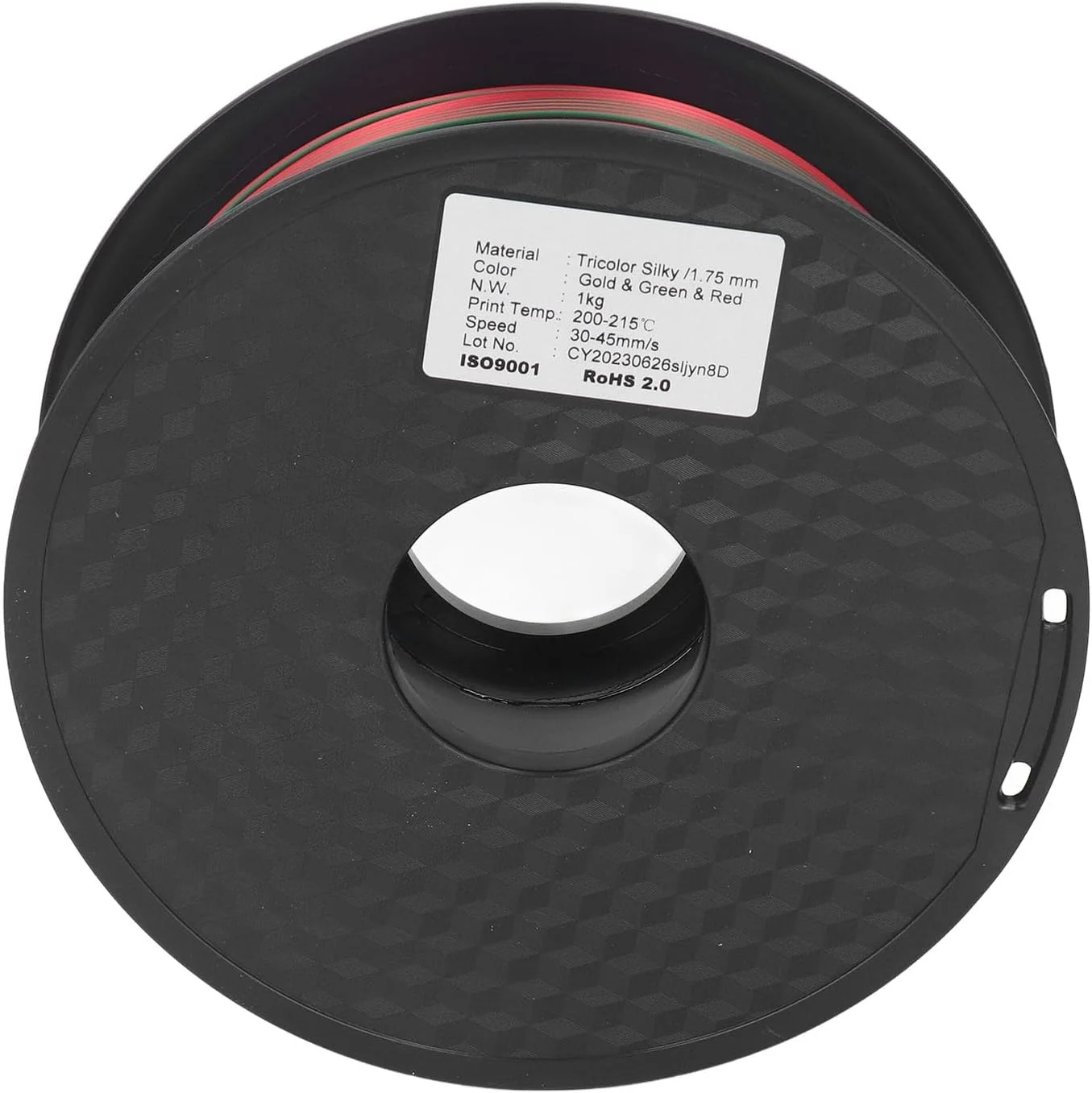 فیلامنت پرینتر سه بعدی سه رنگی PLA با الگوی قرمز و سبز 15 میلیمتری فیلامنت پرینتر سه بعدی سه رنگی PLA با الگوی قرمز و سبز 15 میلیمتری