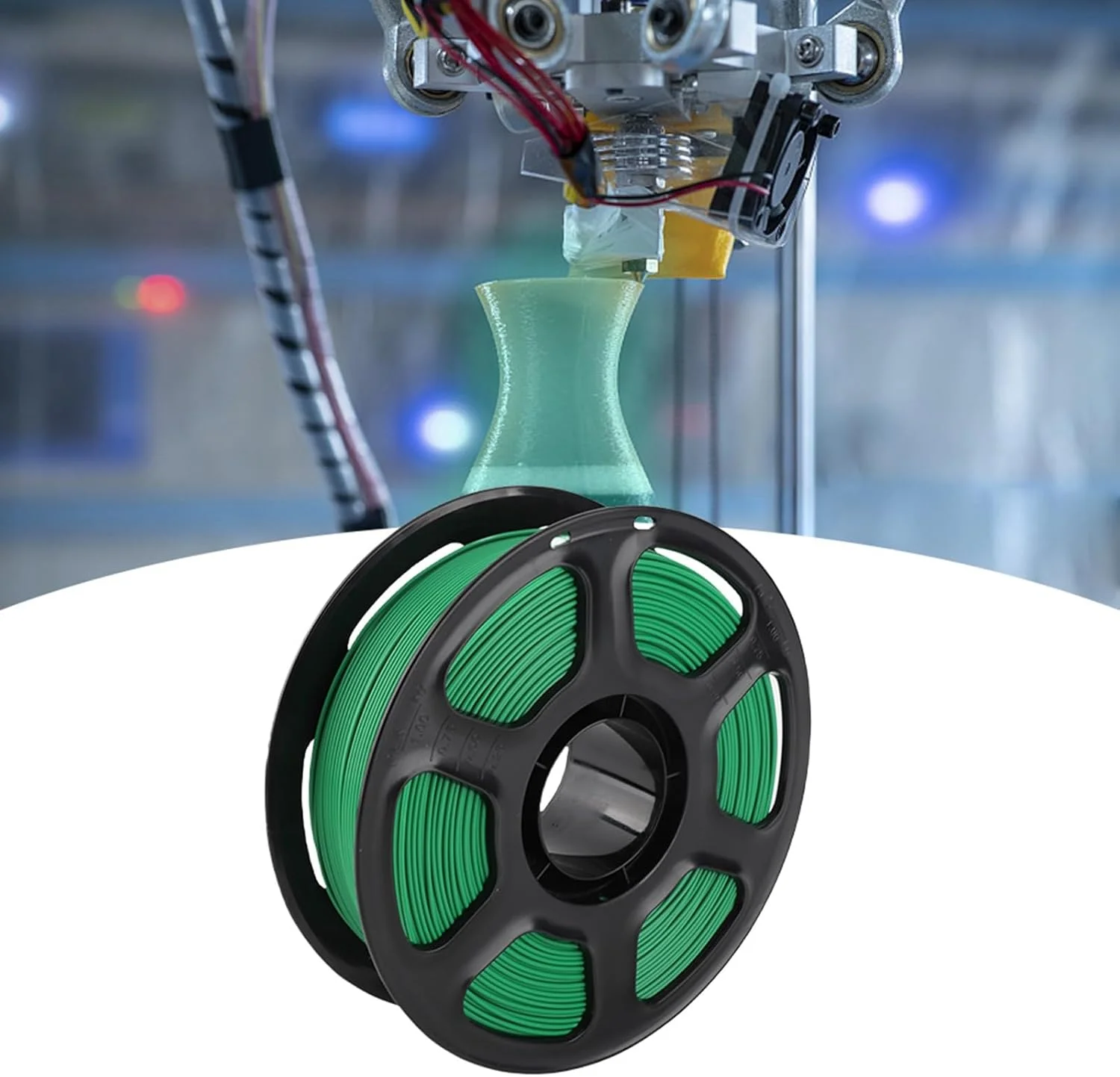 فیلامنت پرینتر سه بعدی PLA سبز شفاف، مواد چاپ برای دکوراسیون منزل، 1.75 میلی متر، 1 کیلوگرم