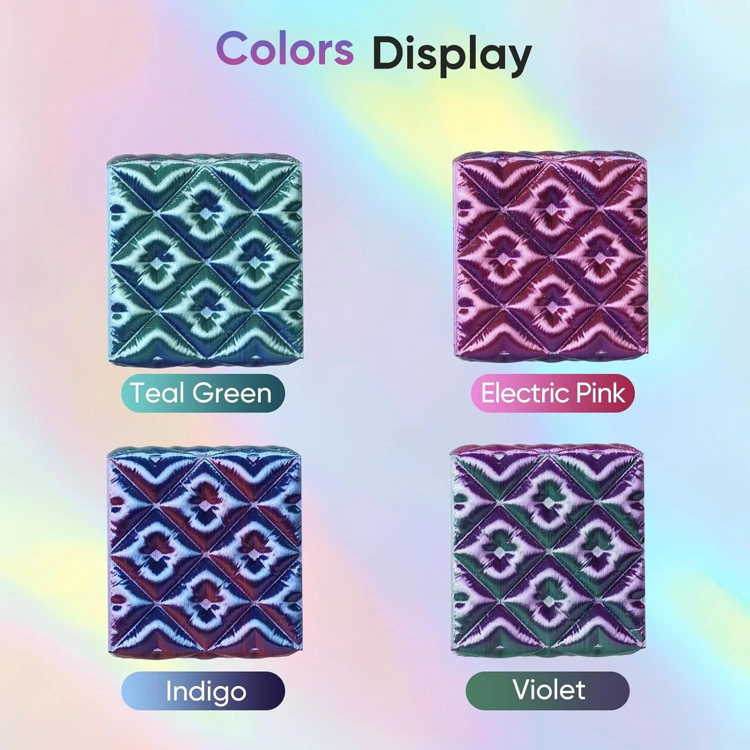 فیلامنت PLA ابریشمی چهار رنگ ERYONE HS برای پرینتر سه بعدی 1.75mm +/- 0.03mm، فیلامنت اکستروژن سریع PLA براق 1 کیلوگرمی، Aurora Dream (سبزآبی و بنفش و صورتی الکتریکی و نیلی)