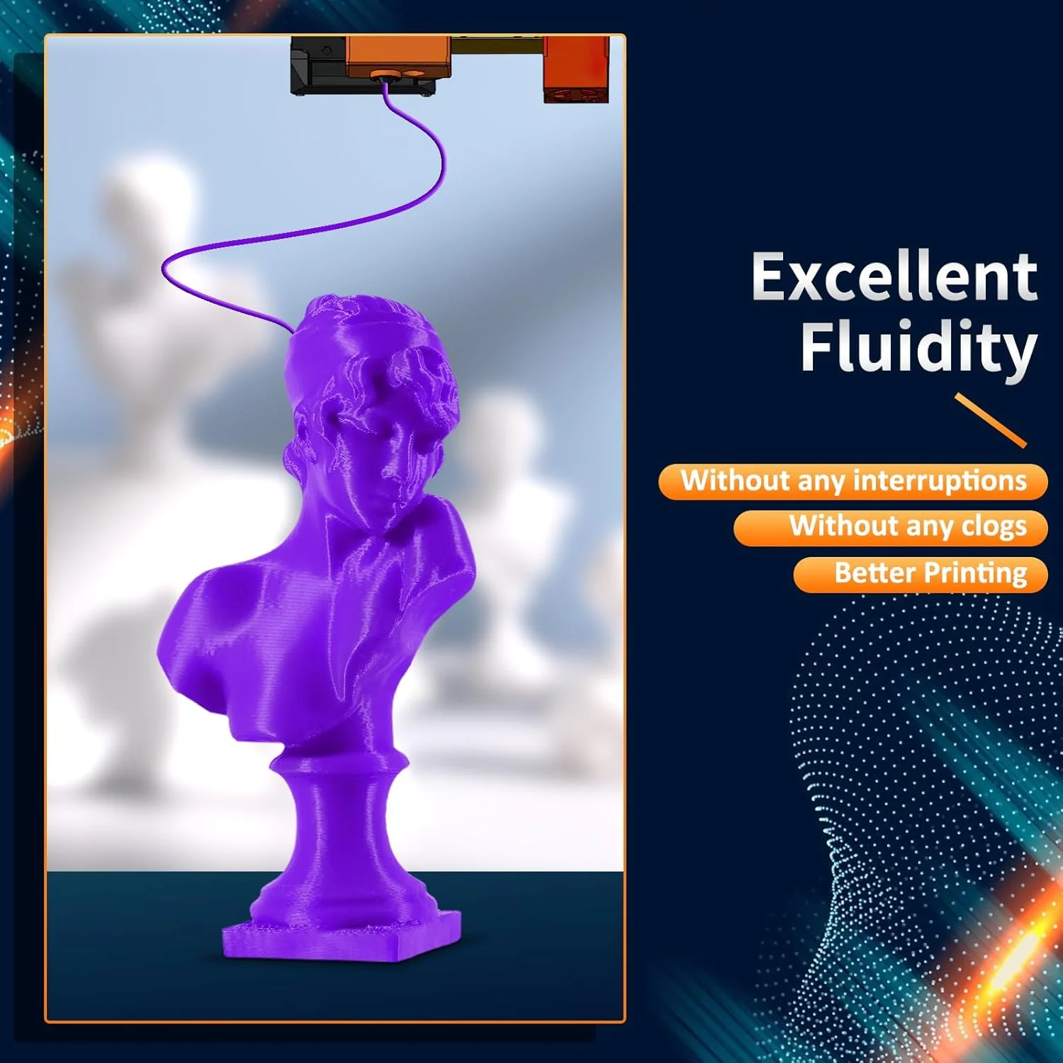 فیلامنت PLA+ سرعت بالا ERYONE، 1.75 میلی متر +/- 0.03 میلی متر، فیلامنت سریع PLA Plus برای پرینت سه بعدی با سرعت 30-400 میلی متر بر ثانیه، 1 کیلوگرم (2.2 پوند) / حلقه، بنفش