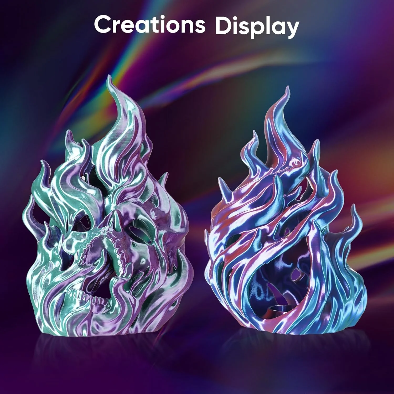 فیلامنت PLA ابریشمی چهار رنگ ERYONE HS برای پرینتر سه بعدی 1.75mm +/- 0.03mm، فیلامنت اکستروژن سریع PLA براق 1 کیلوگرمی، Aurora Dream (سبزآبی و بنفش و صورتی الکتریکی و نیلی)