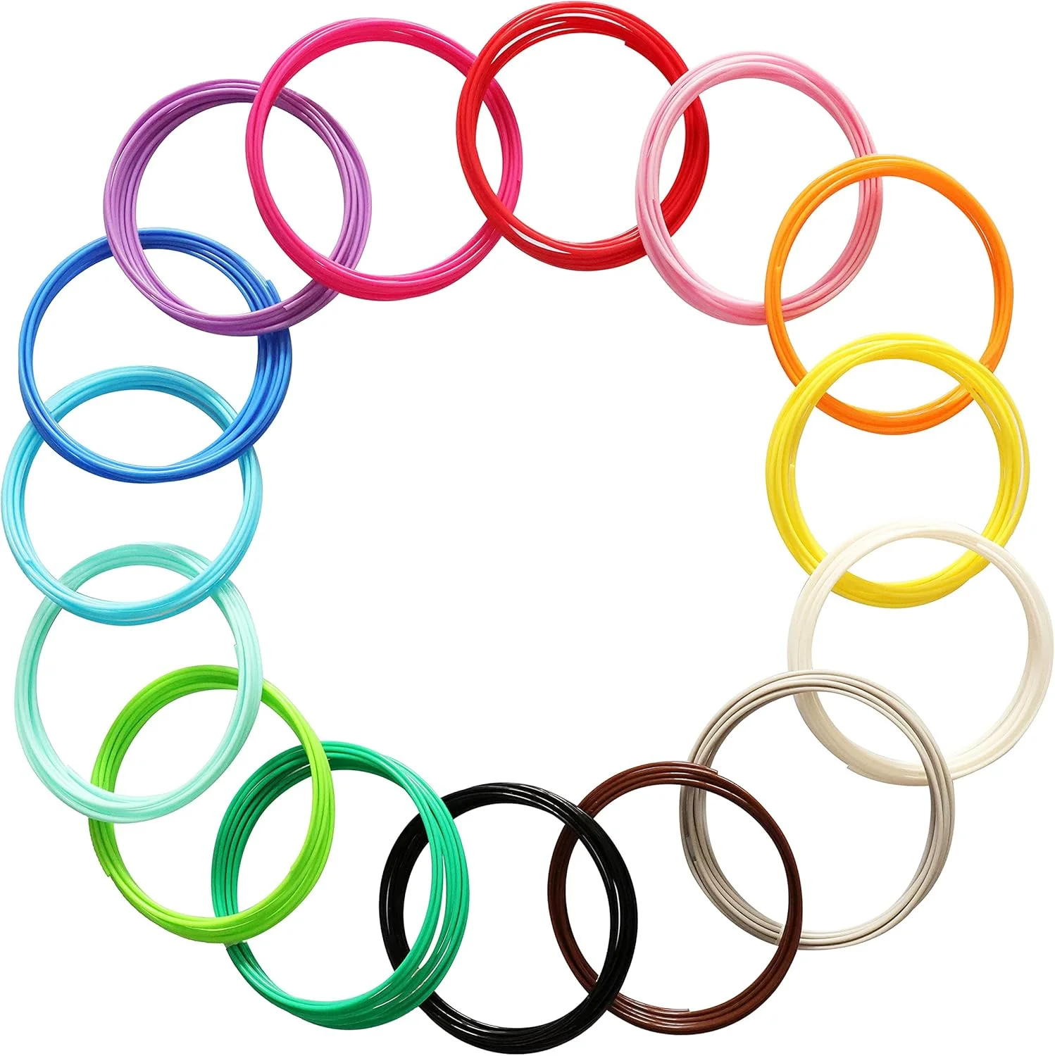 مجموعه 15 رنگ روشن فیلامنت PLA برای قلم سه بعدی 1.75 میلی متری، 10 فوت از هر رنگ، مجموعا 150 فوت، سازگار با قلم های چاپ سه بعدی MYNT3D / SCRIB3D