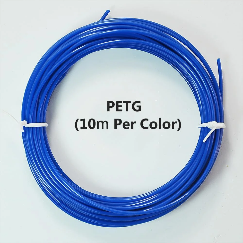 فیلامنت PETG در 10 رنگ، 10 متر هر رنگ، مجموع 100 متر، فیلامنت چاپ سه بعدی، 1.75 میلی متر، مناسب برای اکثر پرینترهای سه بعدی FDM، ترکیب رنگ 2