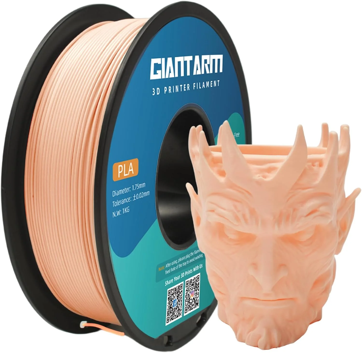 فیلامنت PLA جیانت آرم، 1.75 میلی متر، رنگ پوست، فیلامنت پرینتر سه بعدی PLA، دقت +/- 0.02 میلی متر، 1 کیلوگرم (2.2 پوند) فیلامنت پرینت سه بعدی برای پرینترهای سه بعدی، رنگ پوست