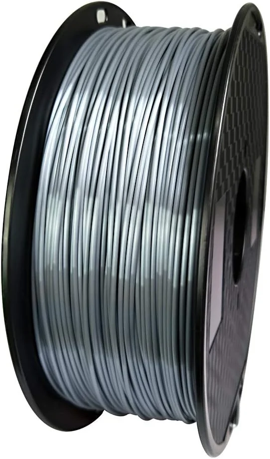 فیلامنت PLA ابریشمی نقره ای 1 کیلوگرم 1.75 میلی متر، متریال چاپ سه بعدی FDM، رنگ نقره ای متالیک براق