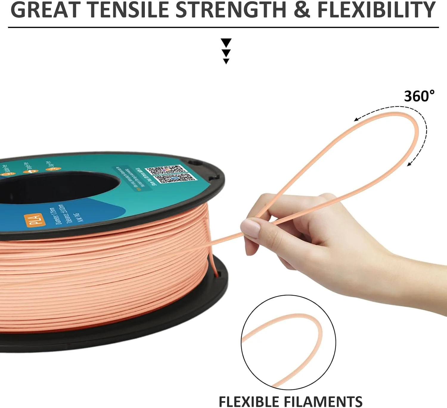 فیلامنت PLA جیانت آرم، 1.75 میلی متر، رنگ پوست، فیلامنت پرینتر سه بعدی PLA، دقت +/- 0.02 میلی متر، 1 کیلوگرم (2.2 پوند) فیلامنت پرینت سه بعدی برای پرینترهای سه بعدی، رنگ پوست