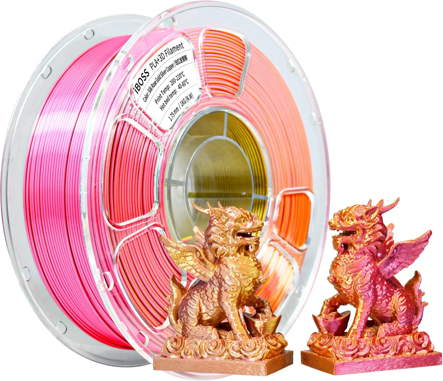 فیلامنت PLA+ آی‌باس، فیلامنت ابریشمی چهار رنگ، متریال چاپ سه بعدی درخشان، 1.75mm +/-0.02mm، 1 کیلوگرم/اسپول، 2.2 پوند سازگار با اکثر پرینترهای FDM (ابریشم چهار رنگ Brocade02)