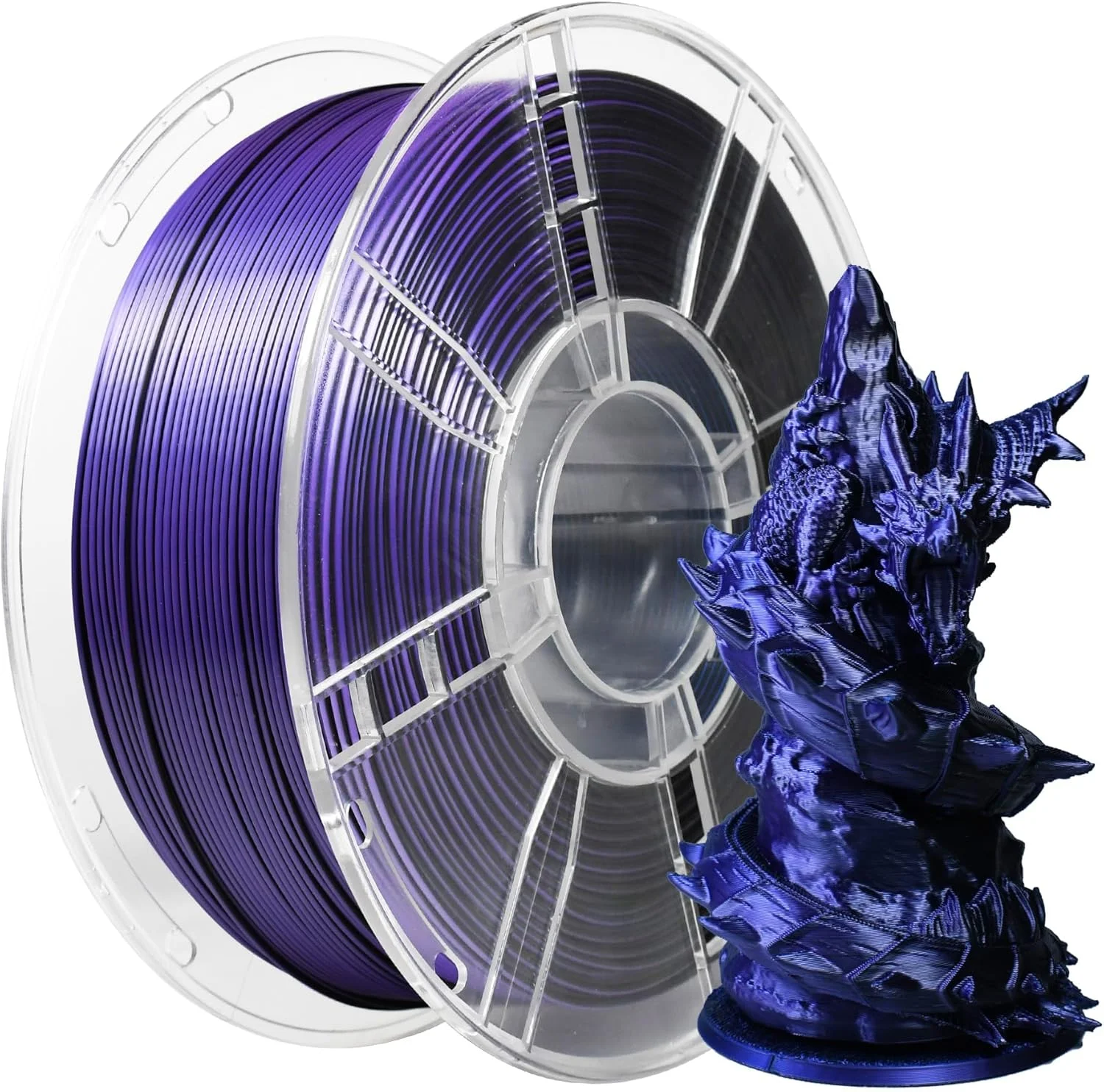 فیلامنت PLA+ آی‌باس ابریشمی آبی مشکی بنفش، متریال چاپ سه بعدی روشن، 1.75 میلی‌متر +/- 0.02 میلی‌متر، 1 کیلوگرم/اسپول، 2.2 پوند سازگار با اکثر پرینترهای FDM (آبی، مشکی و بنفش)