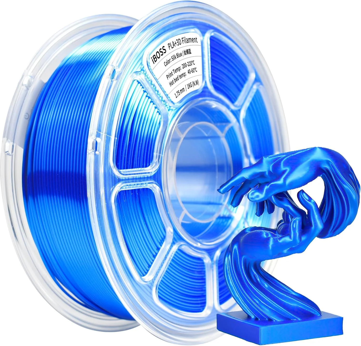 فیلامنت PLA+ آی‌باس 1.75 میلی‌متری، آبی ابریشمی، متریال چاپ سه بعدی فیلامنت صاف، دقت ابعادی +/- 0.02 میلی‌متر، 1 کیلوگرم/سیم، 2.2 پوند سازگار با اکثر پرینترهای FDM (آبی)