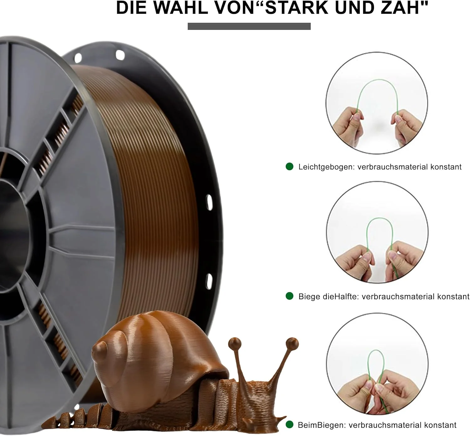 فیلامنت پرینتر سه بعدی PLA Plus آی‌باس، ۱.۷۵ میلی‌متر، دقت ابعادی +/- ۰.۰۲ میلی‌متر، ۱ کیلوگرم، فیلامنت پرینت سه بعدی، قهوه ای