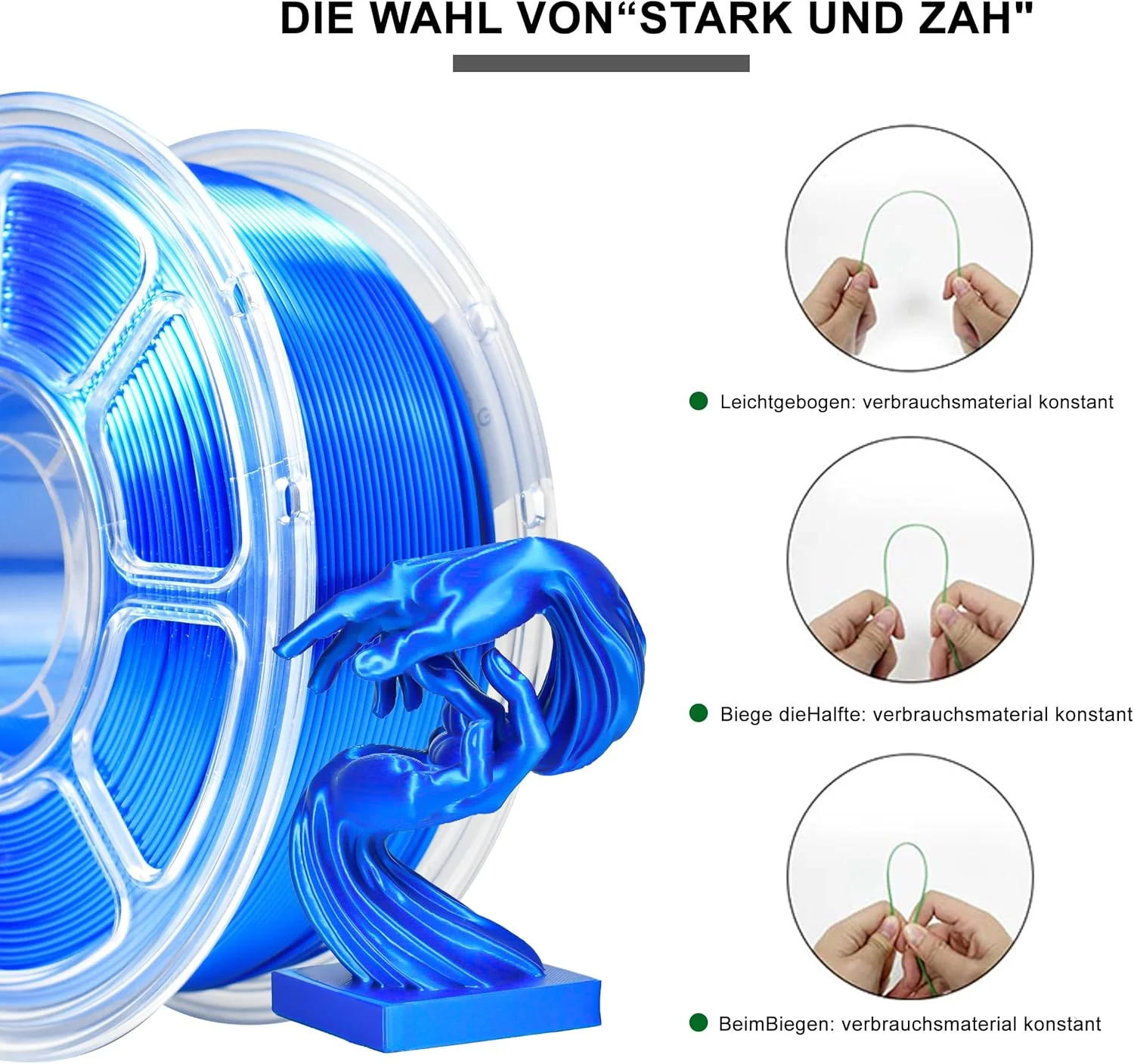 فیلامنت PLA+ آی‌باس 1.75 میلی‌متری، آبی ابریشمی، متریال چاپ سه بعدی فیلامنت صاف، دقت ابعادی +/- 0.02 میلی‌متر، 1 کیلوگرم/سیم، 2.2 پوند سازگار با اکثر پرینترهای FDM (آبی)