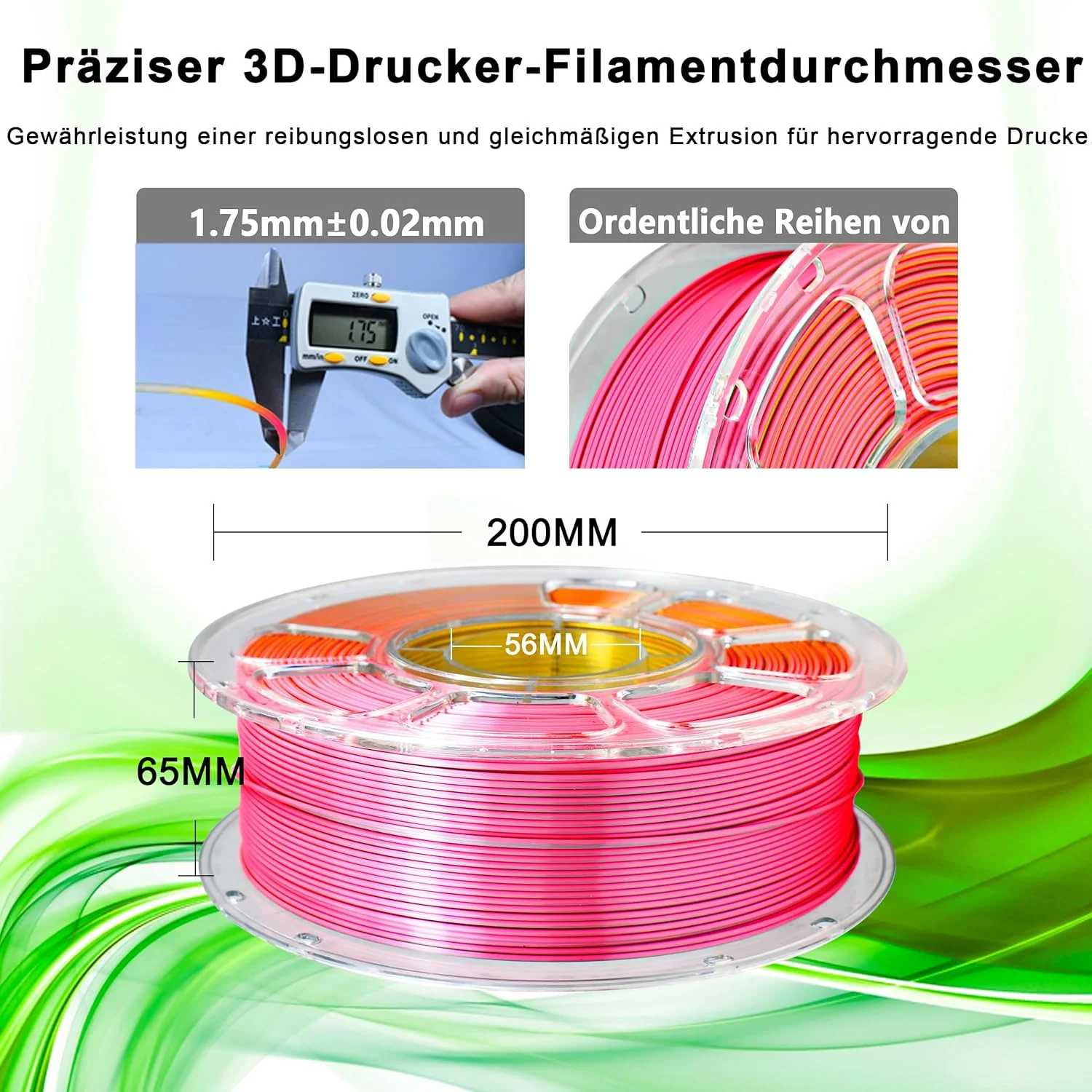 فیلامنت PLA+ آی‌باس، فیلامنت ابریشمی چهار رنگ، متریال چاپ سه بعدی درخشان، 1.75mm +/-0.02mm، 1 کیلوگرم/اسپول، 2.2 پوند سازگار با اکثر پرینترهای FDM (ابریشم چهار رنگ Brocade02)