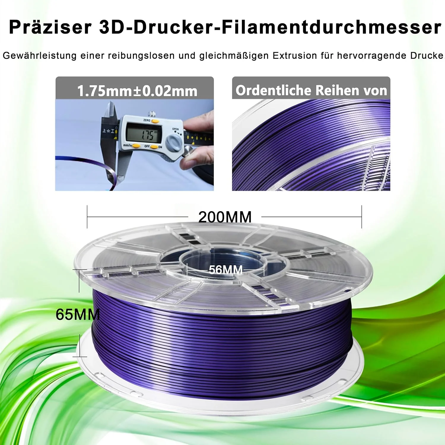 فیلامنت PLA+ آی‌باس ابریشمی آبی مشکی بنفش، متریال چاپ سه بعدی روشن، 1.75 میلی‌متر +/- 0.02 میلی‌متر، 1 کیلوگرم/اسپول، 2.2 پوند سازگار با اکثر پرینترهای FDM (آبی، مشکی و بنفش)