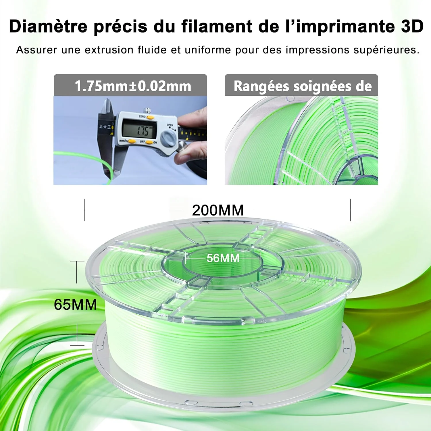 فیلامنت پرینتر سه بعدی PLA Plus ابریشمی گرادیانی iBOSS، 1.75+/-0.03 میلی متر، 1 کیلوگرم (2.2 پوند) دو رنگ، مناسب برای اکثر پرینترهای FDM (گرادیان سبز سفید)