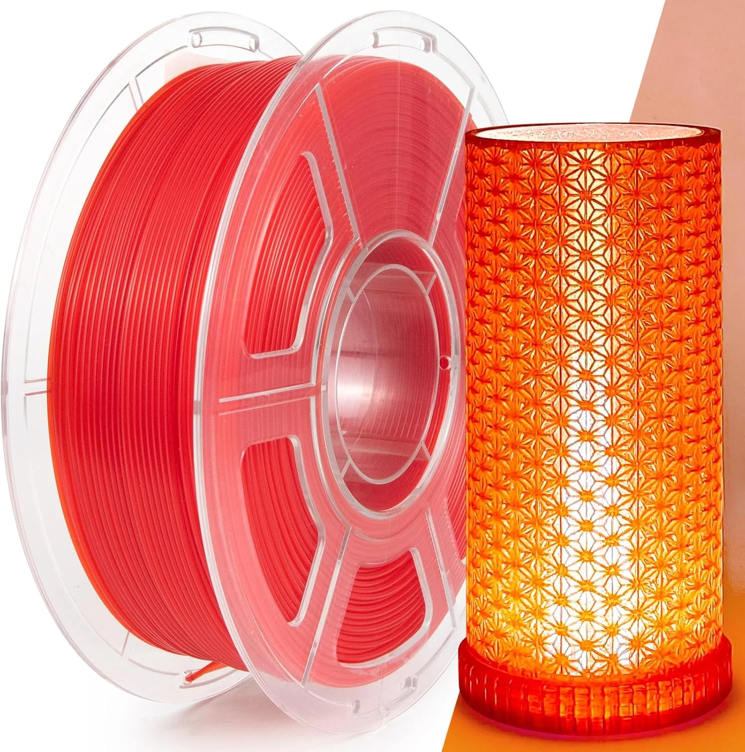 فیلامنت PLA شفاف IEMAI 1.75mm، قرمز کریستالی، با استحکام و پیچیده شده منظم، حداکثر سرعت چاپ 600mm/s، فیلامنت پرینتر سه بعدی 1 کیلوگرمی برای دکوراسیون هنری و منزل