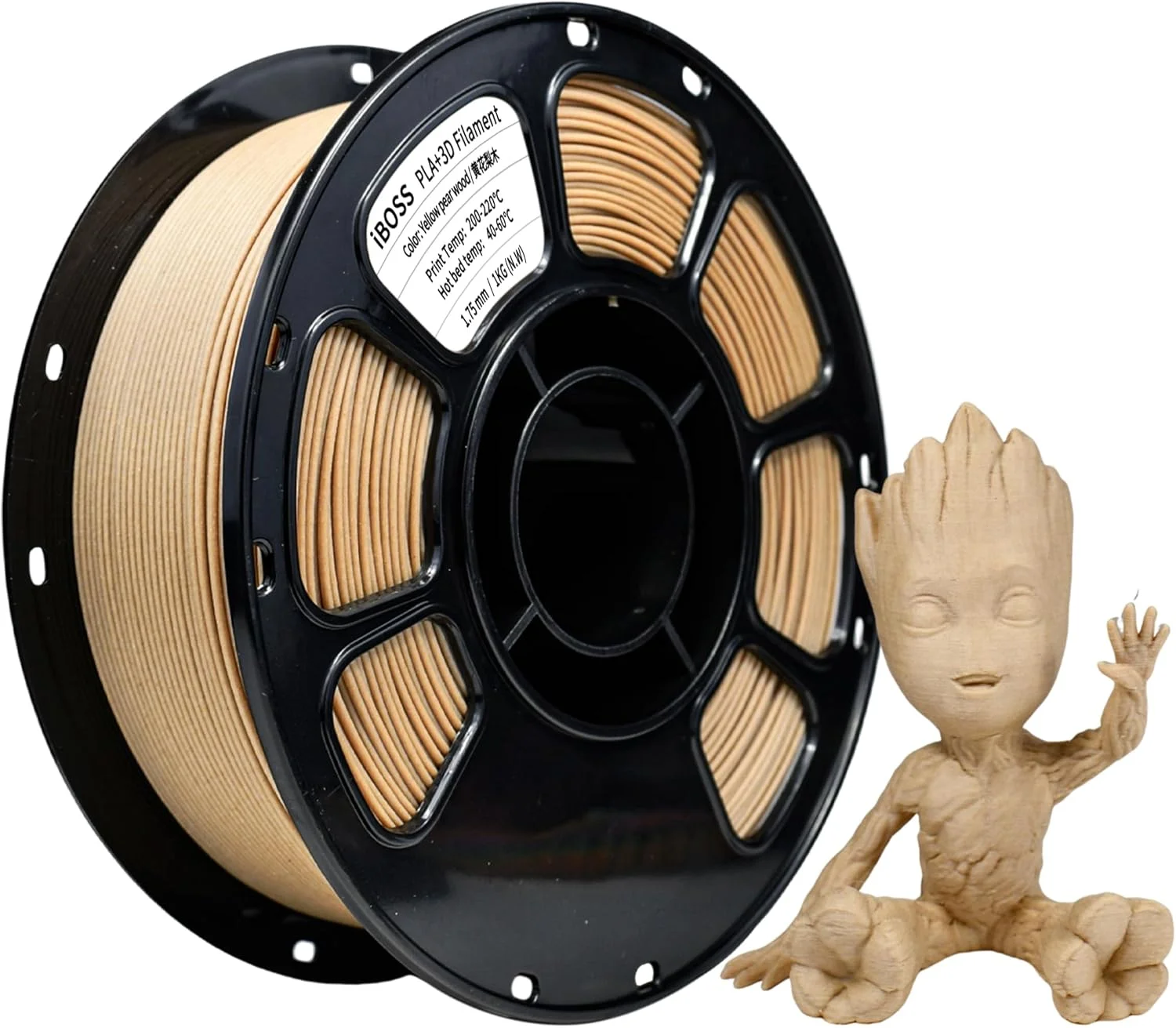 فیلامنت PLA+ آی‌باس، چوب گلابی زرد، متریال سبک برای پرینت سه بعدی، ۱.۷۵ میلی‌متر +/- ۰.۰۲ میلی‌متر، ۱ کیلوگرم/اسپول، سازگار با اکثر پرینترهای FDM (چوب گلابی زرد)