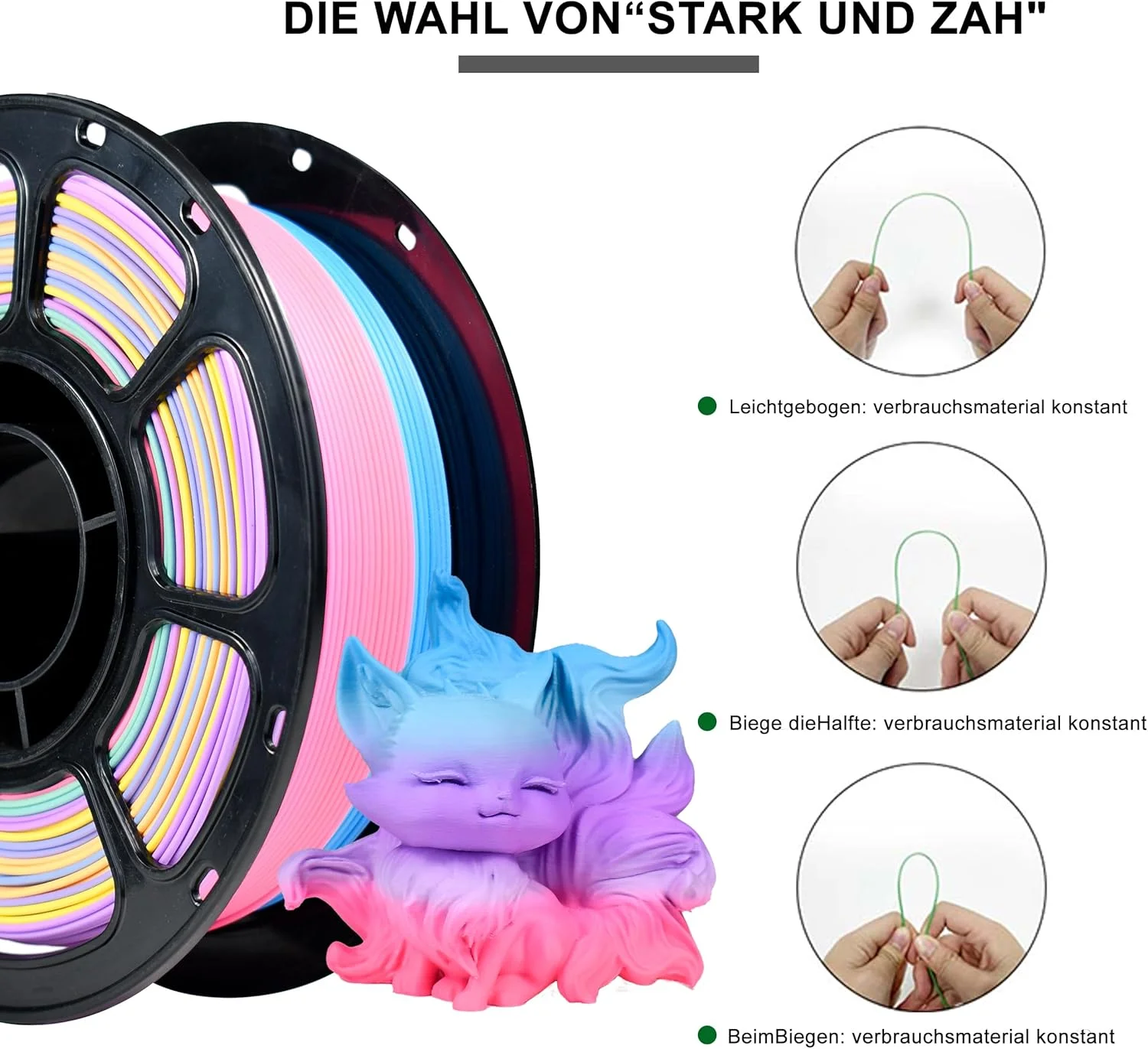 فیلامنت PLA+ مات iBOSS، قطر 1.75 میلی‌متر، سیم پرینتر سه بعدی 1 کیلوگرمی (2.2 پوند)، متریال چاپ سه بعدی چند رنگ (رنگین کمان سایه رویایی مات)