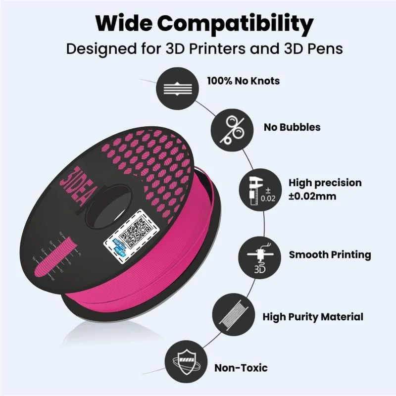 فیلامنت PLA+ پرینت سه بعدی 3IDEA مدل Imagine Create Print (صورتی)، 1 کیلوگرم