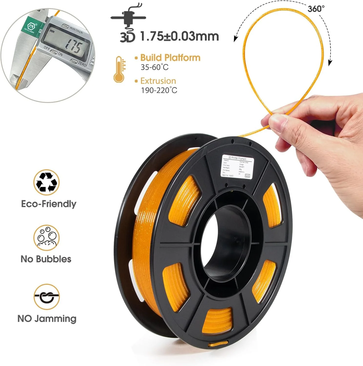 بسته فیلامنت پرینتر سه بعدی iSANMATE، اکلیلی شفاف آبی، نارنجی، سبز و بنفش آبی PLA، قطر 1.75 میلی متر، فیلامنت پرینت سه بعدی، بسته 4 عددی 250 گرمی