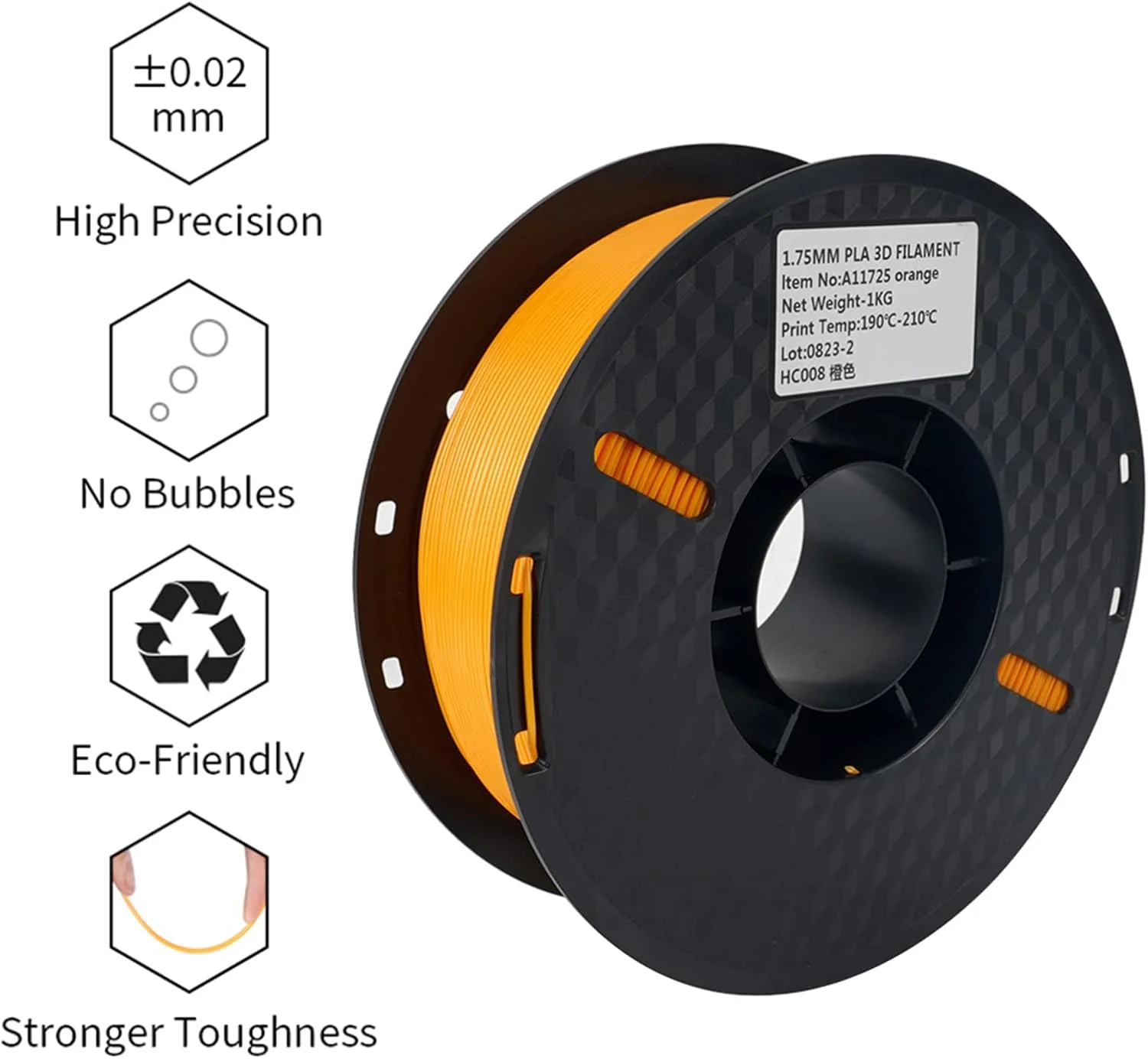 مواد اولیه چاپ سه بعدی Irovami، فیلامنت PLA پرینتر سه بعدی 1 کیلوگرم 1.75 میلی متر، مواد چاپ سه بعدی پلاستیکی سازگار با محیط زیست با دقت ابعادی +/- 0.02 میلی متر، 1 رول استاندارد