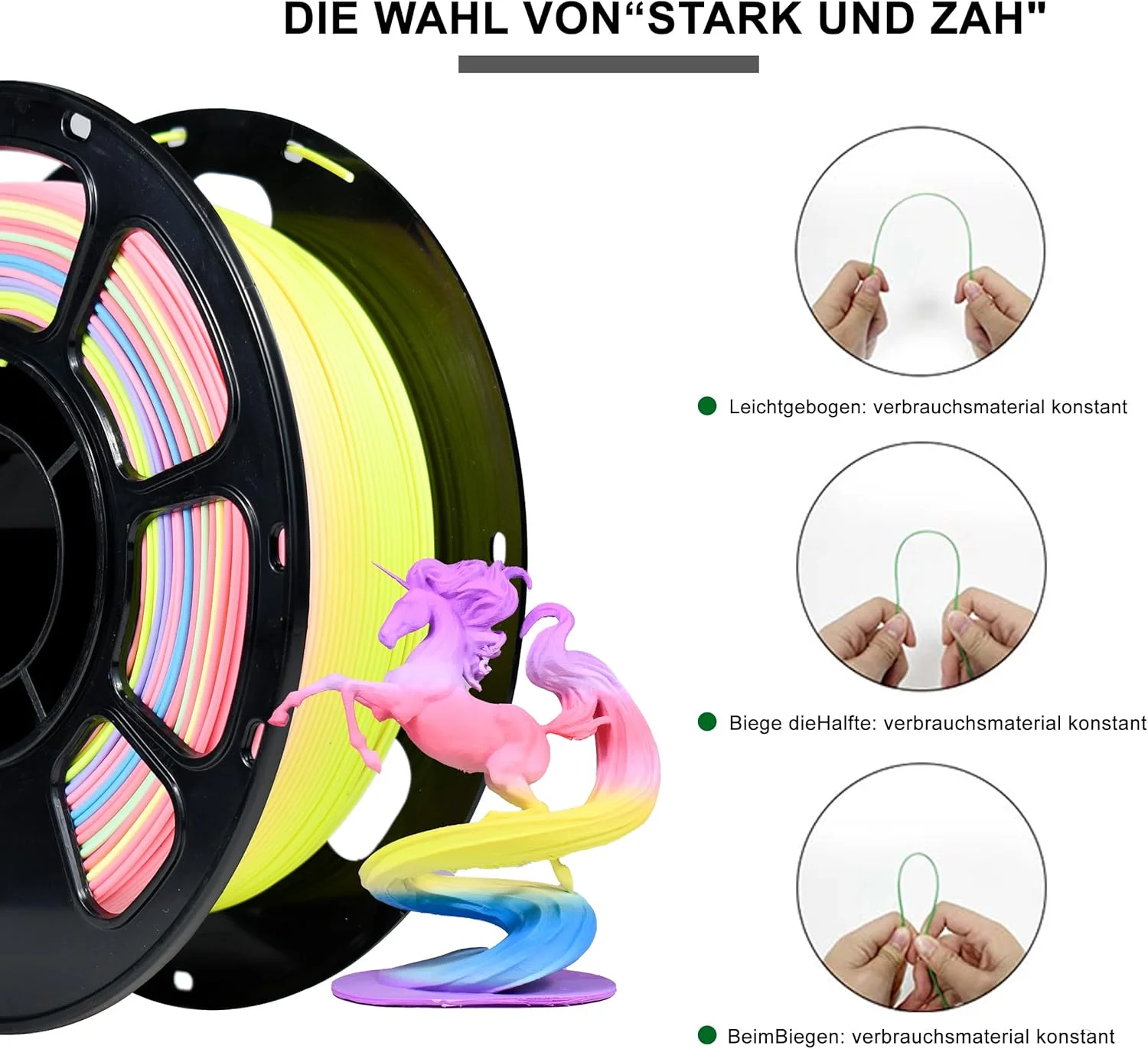 فیلامنت PLA مات iBOSS، 1.75 میلی متر، سیم پرینتر سه بعدی 1 کیلوگرم، متریال چاپ سه بعدی رنگین کمانی PLA PRO چند رنگ (رنگین کمان اژدهای فانتزی مات)