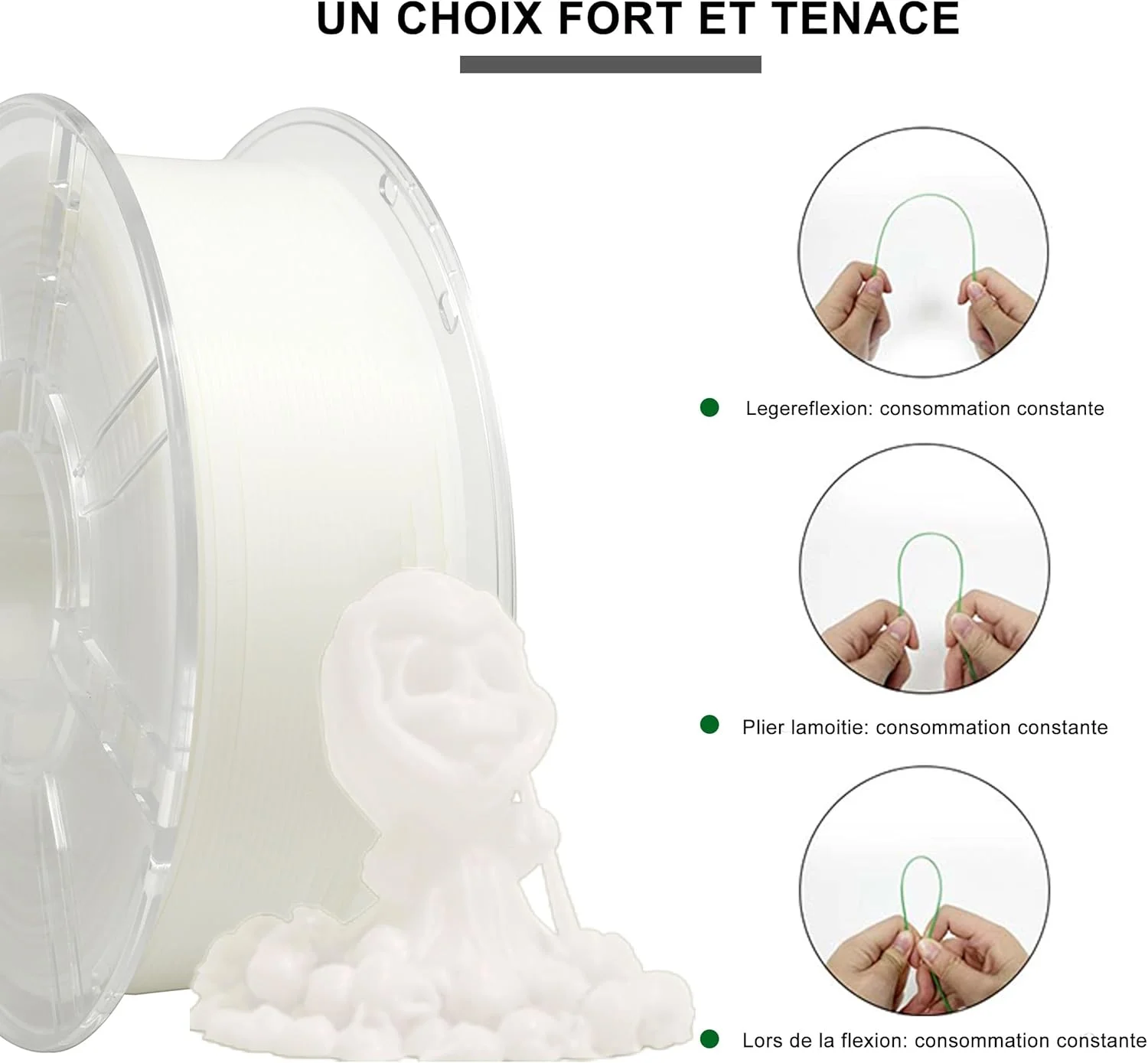 فیلامنت PLA+ شبتاب iBOSS، فیلامنت PLA PLUS پرینتر سه بعدی، دقت ابعادی 1.75mm +/- 0.03mm، اسپول 1 کیلوگرمی برای پرینت سه بعدی، (سفید روشن) فیلامنت PLA+ شبتاب iBOSS، فیلامنت PLA PLUS پرینتر سه بعدی، دقت ابعادی 1.75mm +/- 0.03mm، اسپول 1 کیلوگرمی برای پرینت سه بعدی، (سفید روشن)