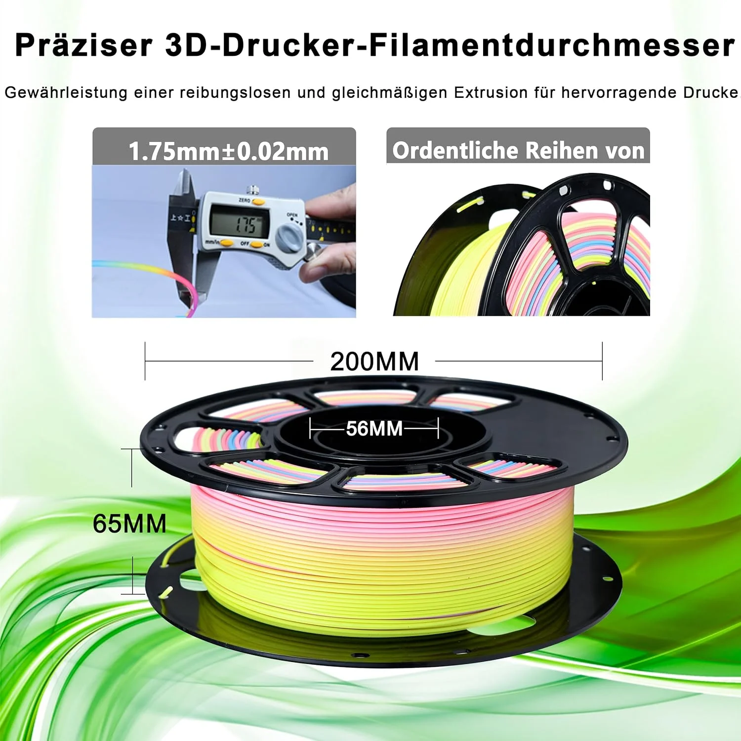 فیلامنت PLA مات iBOSS، 1.75 میلی متر، سیم پرینتر سه بعدی 1 کیلوگرم، متریال چاپ سه بعدی رنگین کمانی PLA PRO چند رنگ (رنگین کمان اژدهای فانتزی مات)