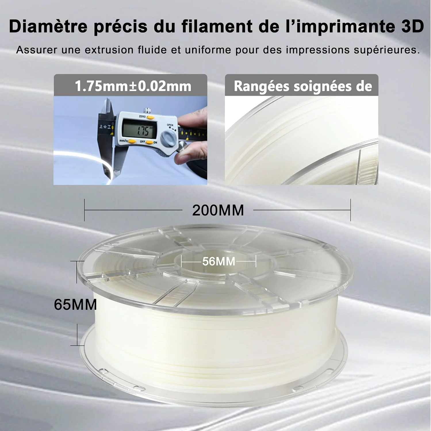 فیلامنت PLA+ شبتاب iBOSS، فیلامنت PLA PLUS پرینتر سه بعدی، دقت ابعادی 1.75mm +/- 0.03mm، اسپول 1 کیلوگرمی برای پرینت سه بعدی، (سفید روشن) فیلامنت PLA+ شبتاب iBOSS، فیلامنت PLA PLUS پرینتر سه بعدی، دقت ابعادی 1.75mm +/- 0.03mm، اسپول 1 کیلوگرمی برای پرینت سه بعدی، (سفید روشن)