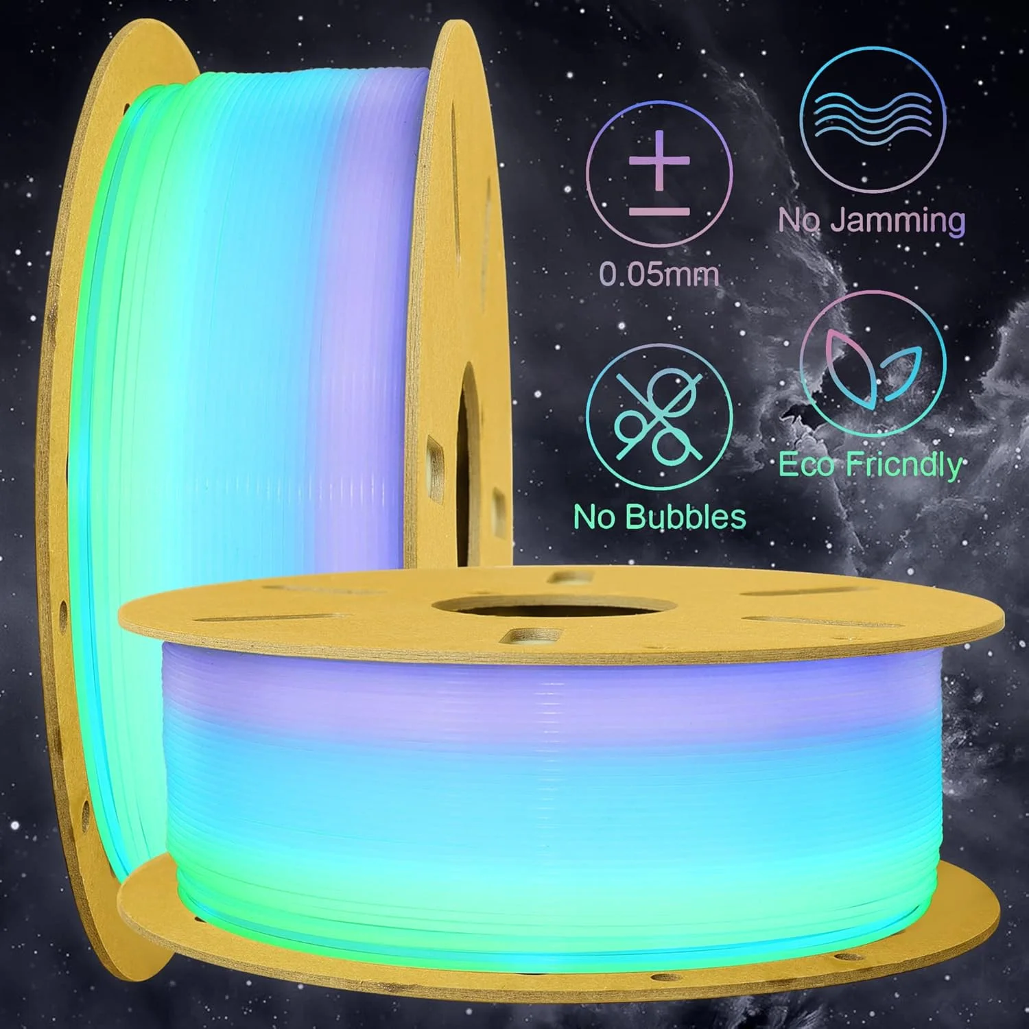 فیلامنت پرینتر سه بعدی PLA رنگین کمانی با تغییر گرادیان رنگ سریع چند رنگ درخشان در تاریکی، 1.75 میلی متر 1 کیلوگرم مواد چاپ سه بعدی چند رنگ، مناسب برای پرینترهای سه بعدی به همراه بسته نمونه PLA اضافی توسط TTYT3D فیلامنت پرینتر سه بعدی PLA رنگین کمانی با تغییر گرادیان رنگ سریع چند رنگ درخشان در تاریکی، 1.75 میلی متر 1 کیلوگرم مواد چاپ سه بعدی چند رنگ، مناسب برای پرینترهای سه بعدی به همراه بسته نمونه PLA اضافی توسط TTYT3D