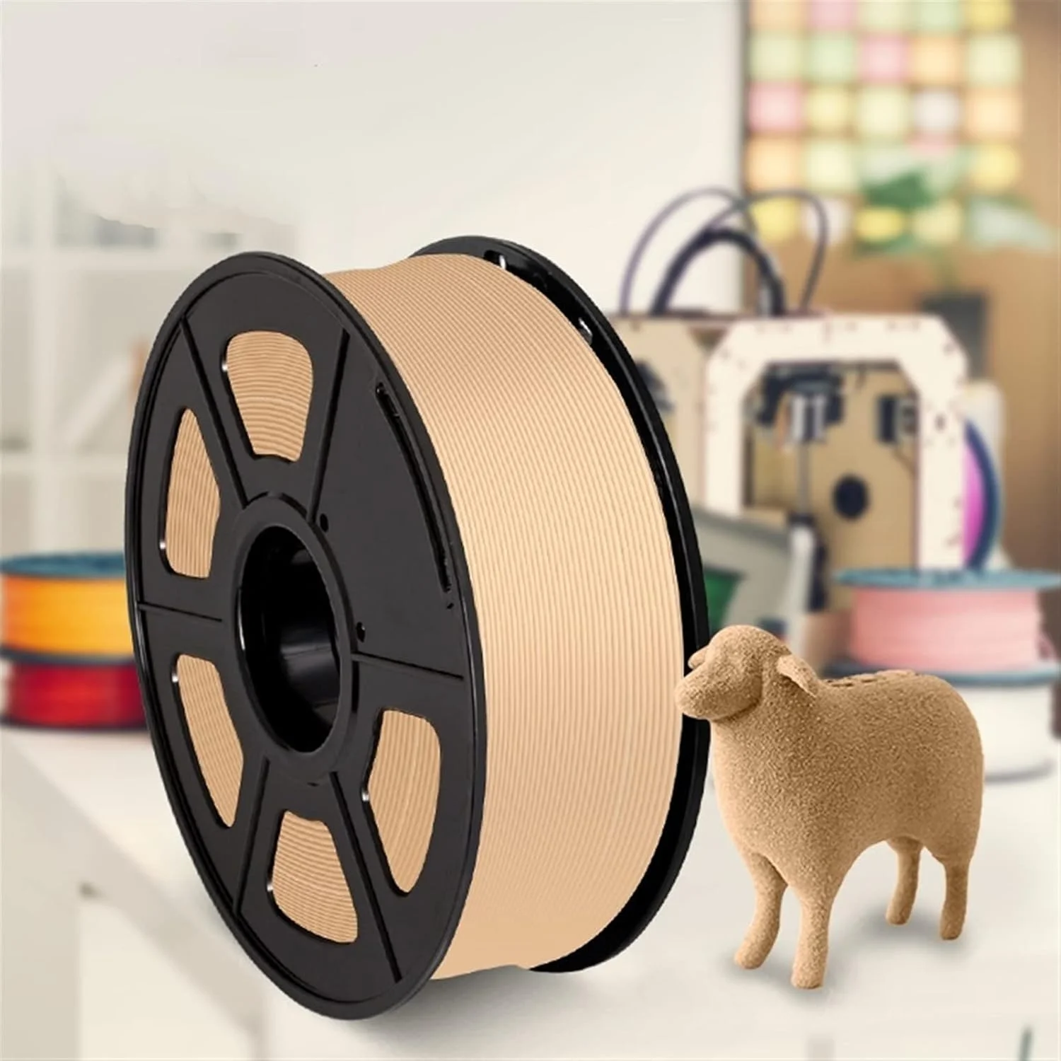 فیلامنت پرینتر سه بعدی، تقلید رنگ چوب، جلوه چوب جامد، فیلامنت PLA 1.75 میلی متری، حلقه 1 کیلوگرمی، لوازم مواد چاپ سه بعدی