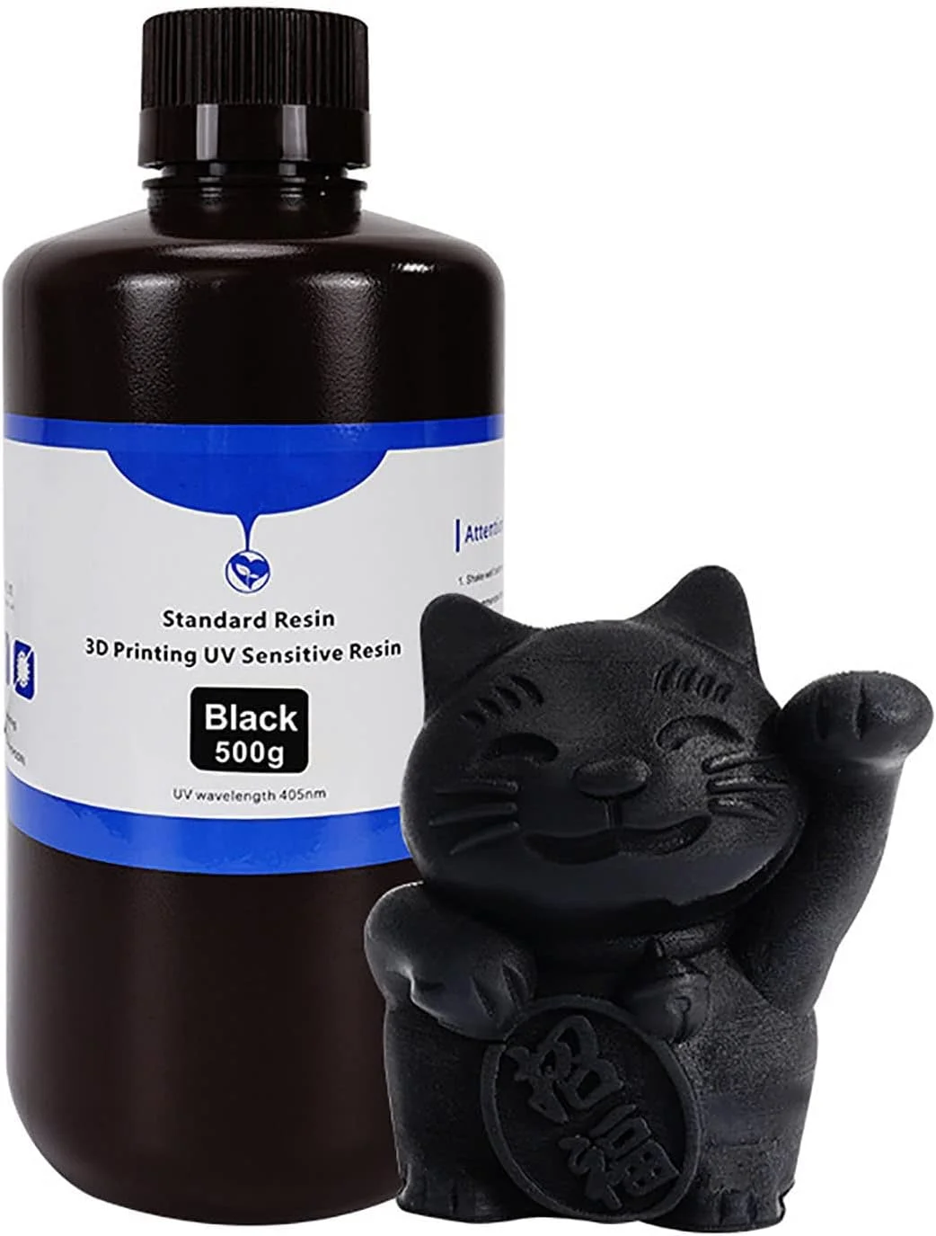 رزین پرینتر سه بعدی، فوتوپلیمر سریع شستشوی UV 405 نانومتر با آب، سخت شدن با سختی و چقرمگی بالا 500 گرم برای پرینترهای LCD/DLP (مشکی)