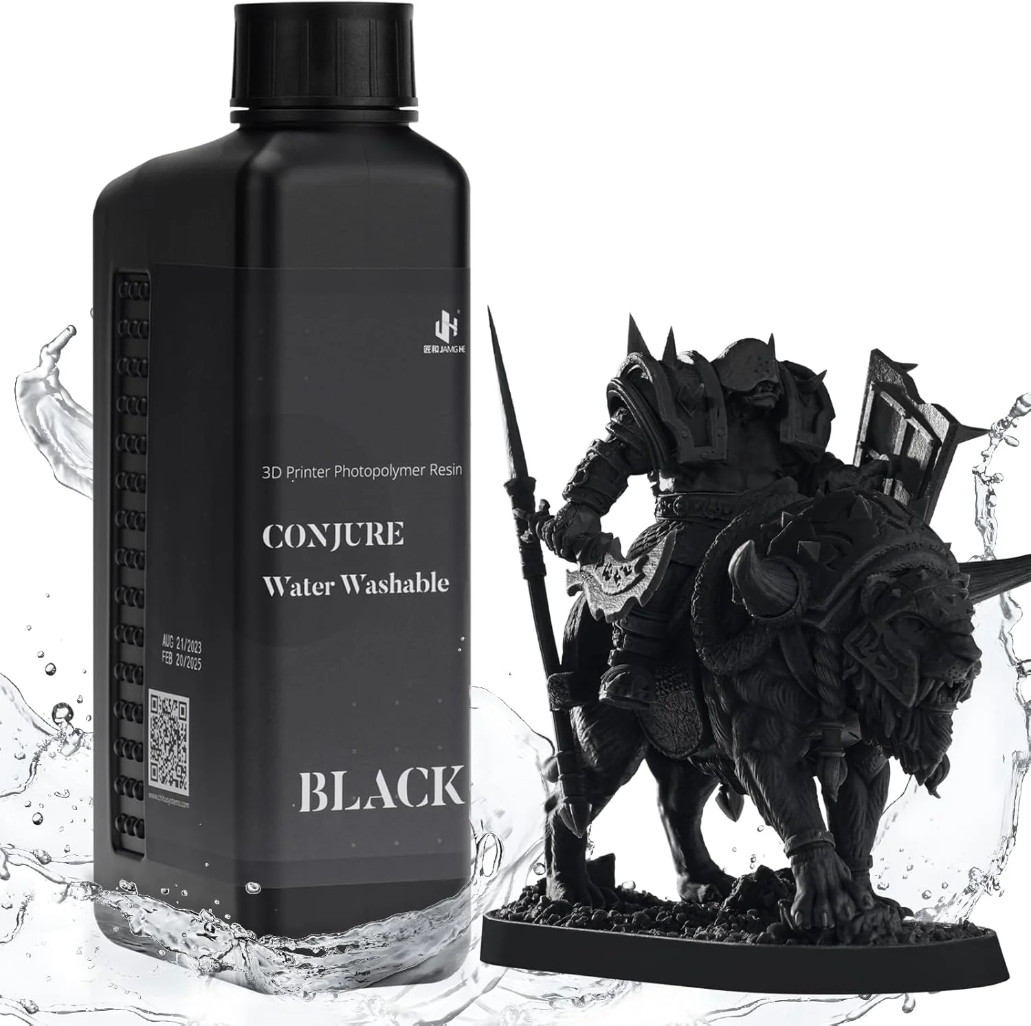 رزین قابل شستشو با آب Chitu Systems، پردازش سریعتر، رزین فوتوپلیمری استاندارد 405 نانومتری برای پرینترهای سه بعدی 8K/10K/12K/LCD/DLP/SLA، رزین نزدیک به انقضا - موجودی محدود (مشکی، 1000 گرم)