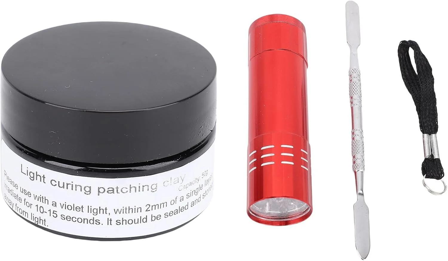 چسب بتونه ای سخت شونده با نور 50 گرمی چند منظوره برای پرینت سه بعدی، مدل سازی، ناخن، سخت شدن سریع، همراه با نور و کاردک