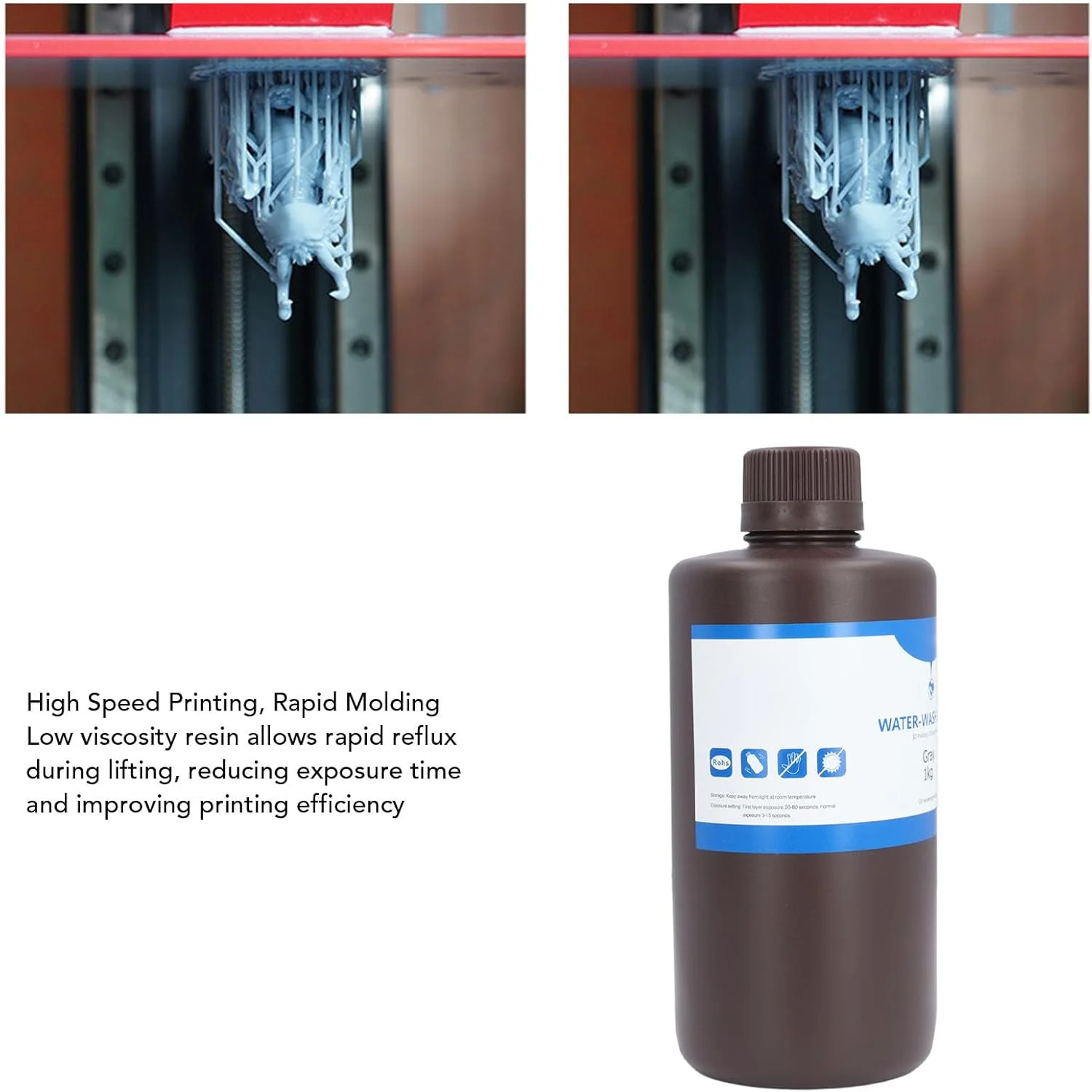 رزین قابل شستشو با آب، رزین ریخته گری پرینت سه بعدی، احتراق تمیز، وضوح بالا برای ریخته گری جواهرات، پرینترهای LCD DLP SLA، مایع پرینت سه بعدی