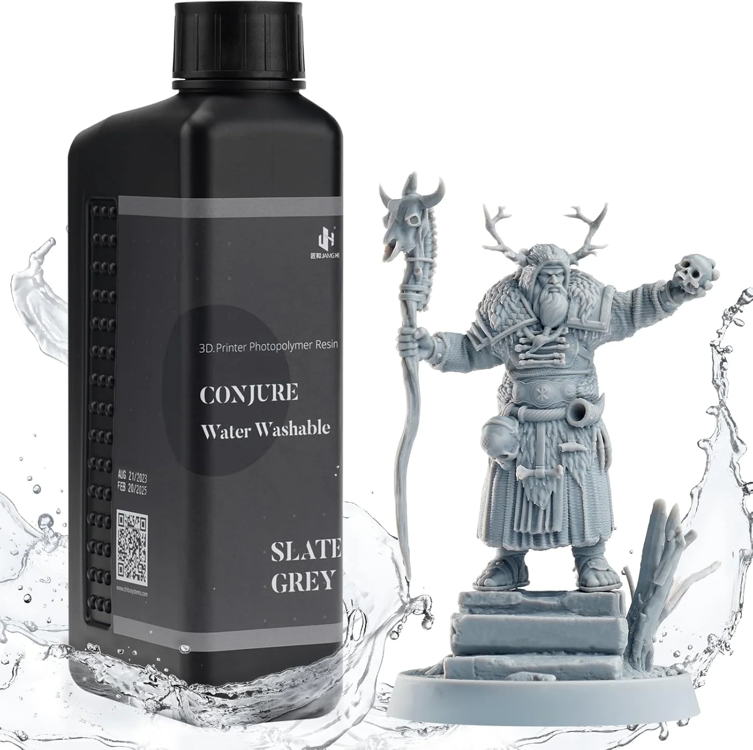 رزین قابل شستشو با آب Chitu Systems، پردازش سریعتر، تمیز کردن آسان رزین پرینتر سه بعدی، رزین فوتوپلیمری استاندارد 405 نانومتری برای پرینترهای سه بعدی (خاکستری تخته سنگی 1000 گرم)