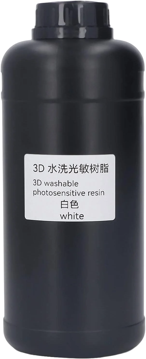 رزین پرینتر سه بعدی، رزین قابل شستشو با آب، رزین فوتوپلیمری قابل شستشو با آب با استحکام بالا 1000 میلی لیتری، یونیورسال، رزین فتوپلیمریزاسیون، برای LCD DLP (سفید)