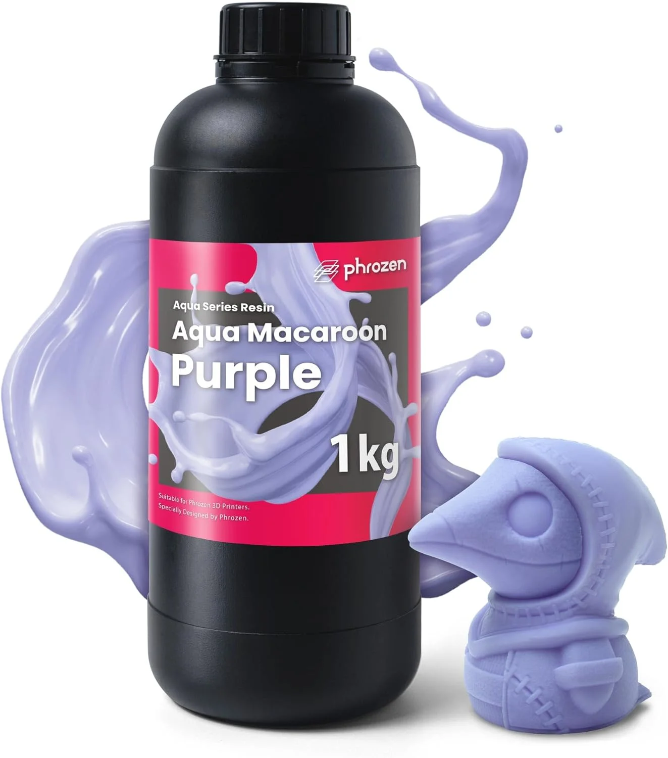 رزین آکوا Phrozen برای پرینت سه بعدی، فتوپلیمر کیورینگ UV با طول موج 405 نانومتر، انقباض کم، دقت بالا، بوی کم، رنگ زنده، غیر شکننده، کیورینگ سریع برای پرینترهای LCD/DLP/SLA (ماکارون بنفش، 1 کیلوگرم)