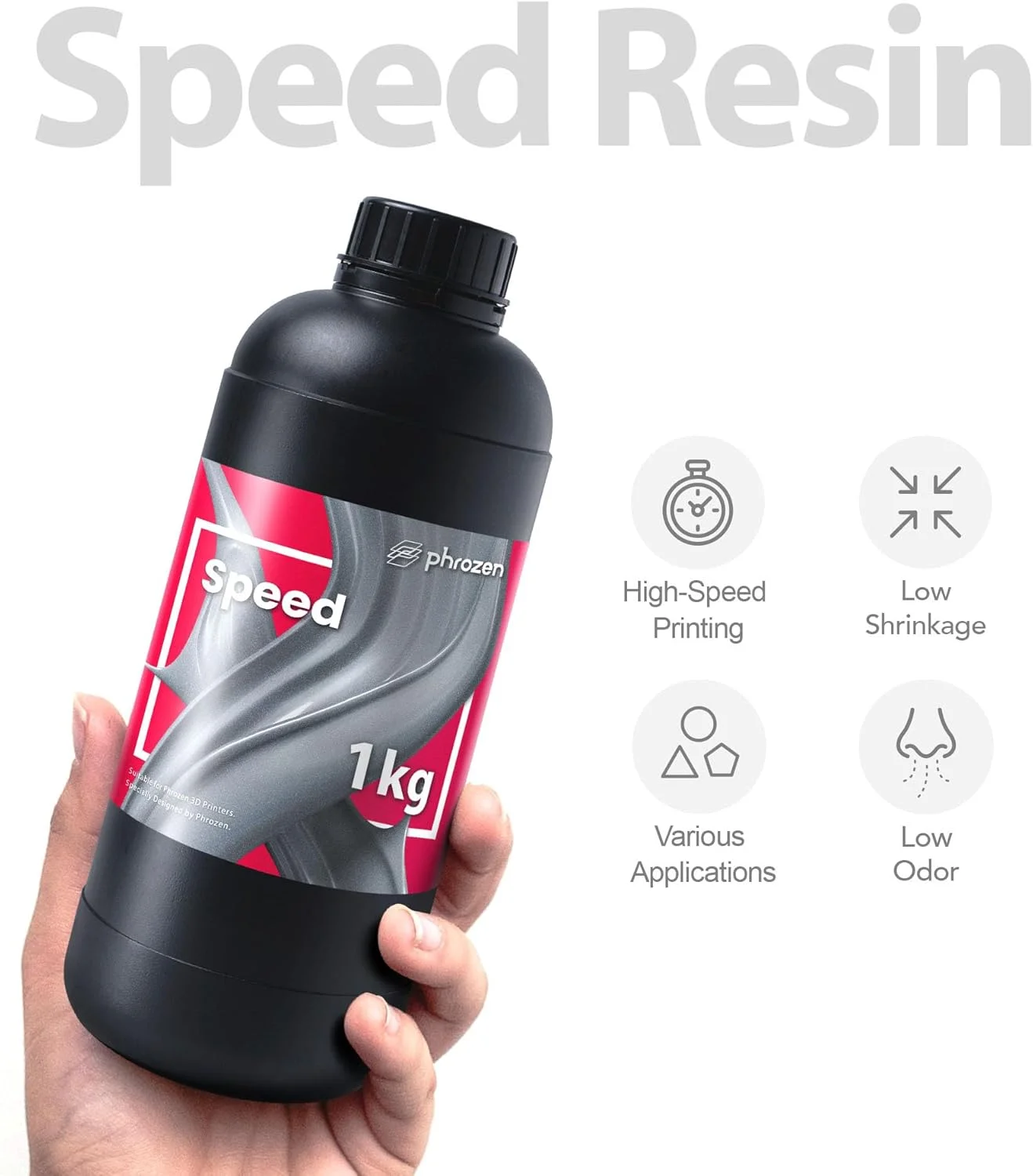 رزین سریع پرینتر سه بعدی [سرعت] Phrozen، رزین فوتوپلیمر UV-Curing LCD با طول موج 405 نانومتر، انقباض کم، چاپ با دقت بالا، بوی کم، غیر شکننده، چاپ آسان و چاپ سریع (1 کیلوگرم)