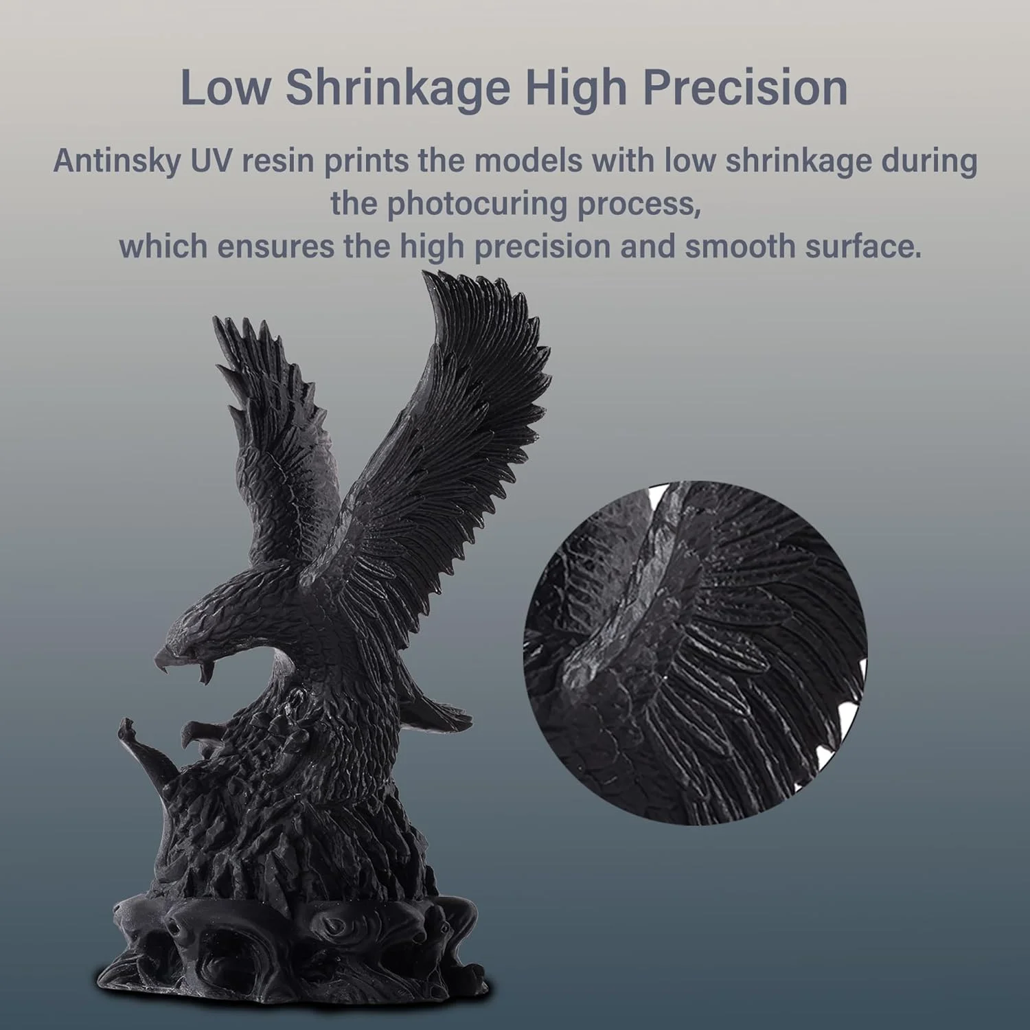 رزین استاندارد لایت ANTINSKY، رزین کیورینگ UV با طول موج 405 نانومتر، فوتوپلیمر برای LCD/DLP، فعالیت بالا، دقت بالا، انقباض کم، کیورینگ سریع، پایداری عالی، بوی کم، سفید، 1 کیلوگرم