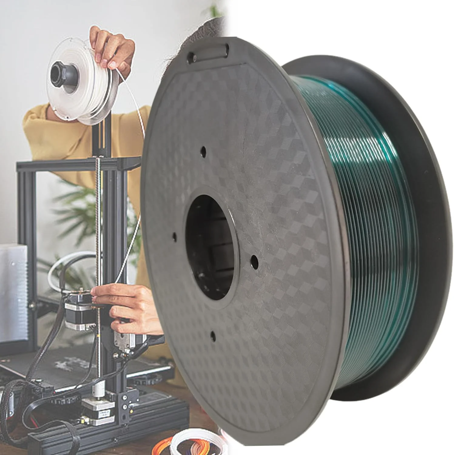 مواد مصرفی پرینت سه بعدی، قطر سیم 1.75 میلی متر، سبز شفاف، مواد سازگار با محیط زیست Petg، پرینتر، سازگار با مدل های مختلف پرینتر F D M، مواد مصرفی پرینتر