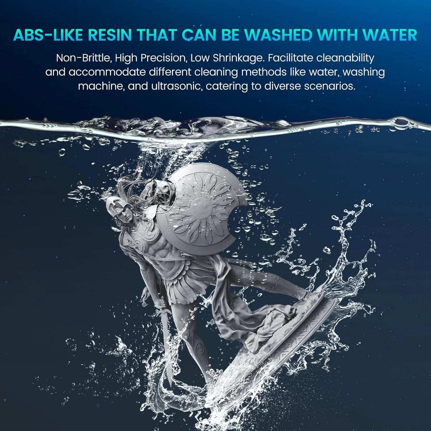 رزین ABS قابل شستشو با آب SUNLU 3000 گرمی، ترکیبی از ویژگی های رزین ABSLIKE و رزین قابل شستشو با آب، غیر شکننده، دقت بالا، انقباض کم، رزین پخت سریع سه بعدی برای پرینترهای سه بعدی LCD DLP SLA، 3 کیلوگرم خاکستری تیره