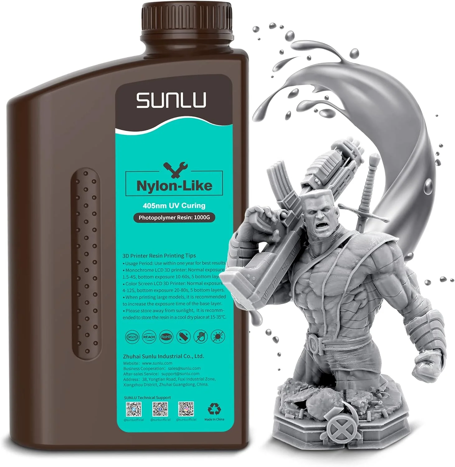 رزین SUNLU PA مانند، رزین پرینتر سه بعدی، 1000 گرم، خاکستری