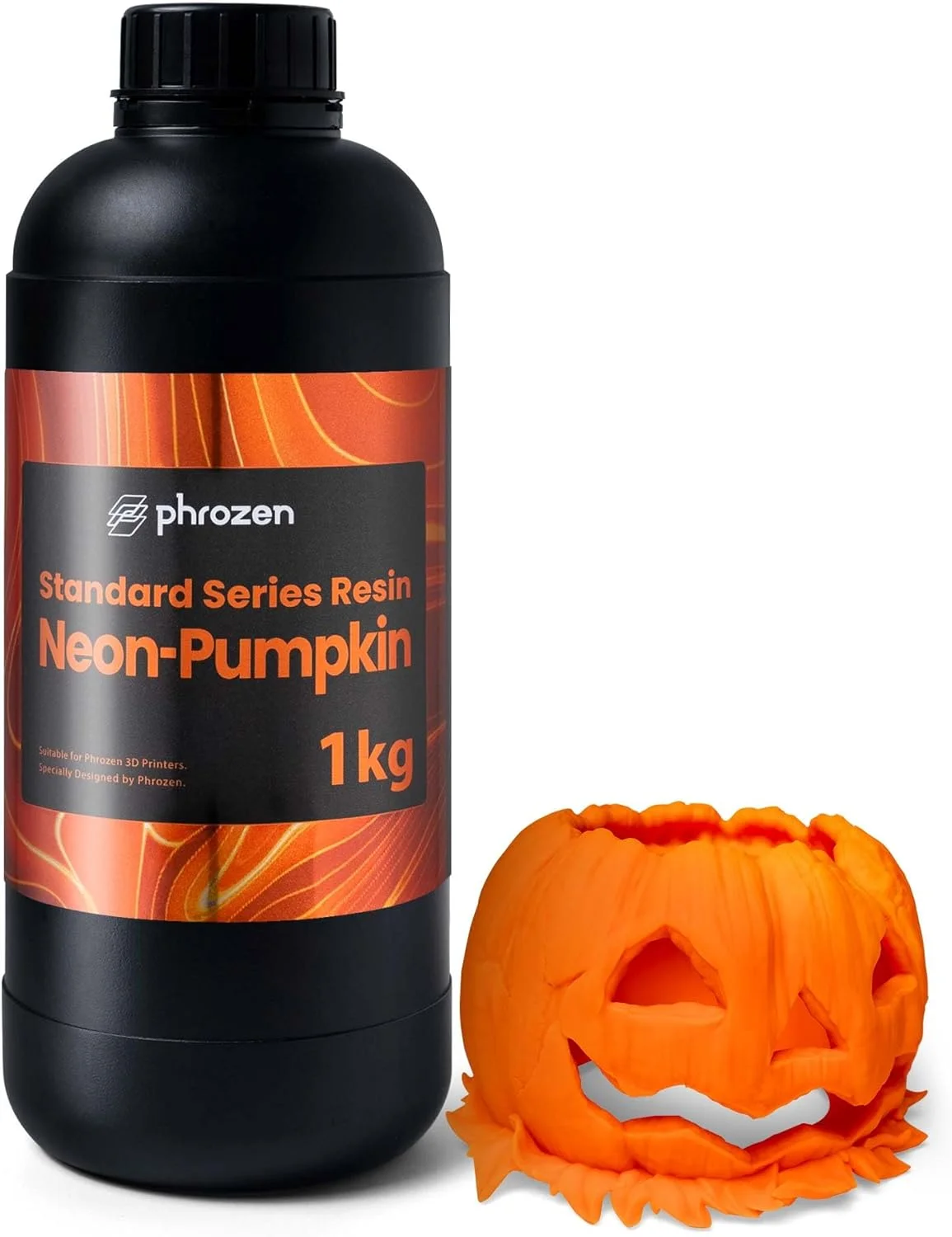 رزین پرینتر سه بعدی سری استاندارد Phrozen، رزین فوتوپلیمری کیورینگ UV ال سی دی DLP با طول موج 405 نانومتر برای مدل های پلاستیکی، اکشن فیگورها، جواهرات، نمونه سازی، رنگ روشن (نئون-کدو تنبل، 1 کیلوگرم)