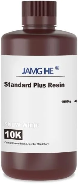رزین استاندارد پلاس JAMG HE 10K سفید 405 نانومتر LCD پرینتر سه بعدی رزین سریع پلیمری نوری برای پرینتر سه بعدی LCD کیورینگ نوری فوتون، 1000 گرم