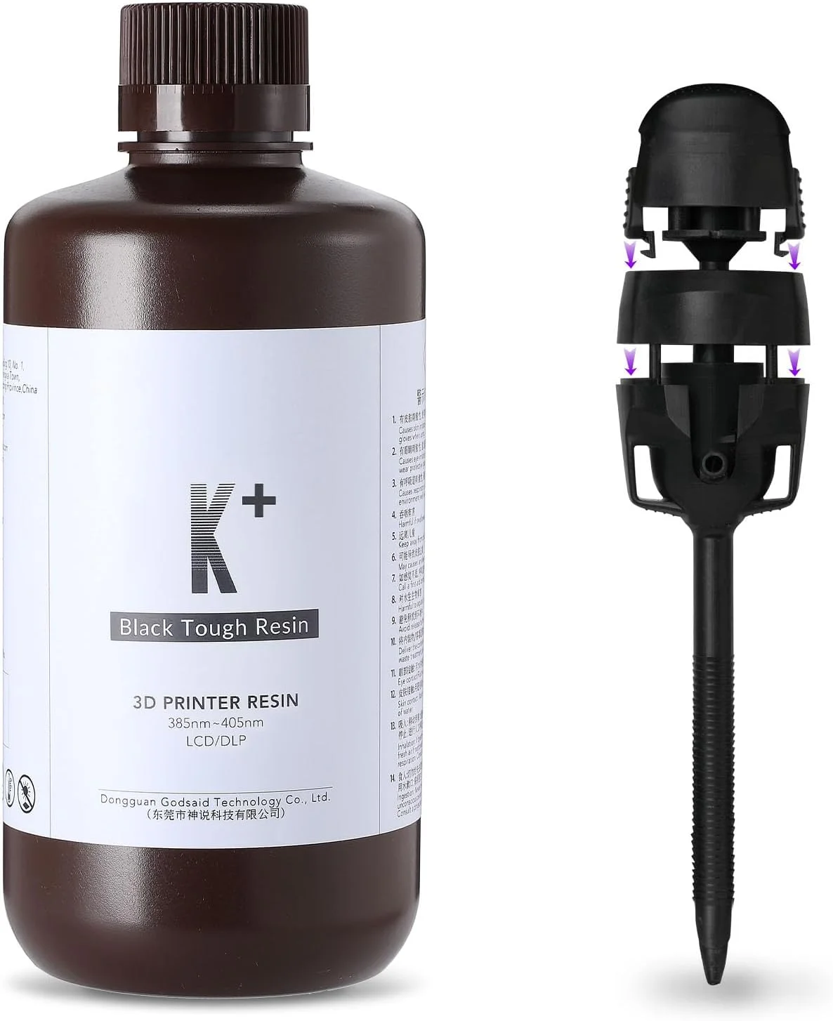 رزین پرینتر سه بعدی مقاوم RESIONE، شبیه ABS با دقت بالا، رزین سه بعدی سفت و مقاوم در برابر خراش با جذب آب کم و جزئیات دقیق (مشکی خالص، 1000 گرم)