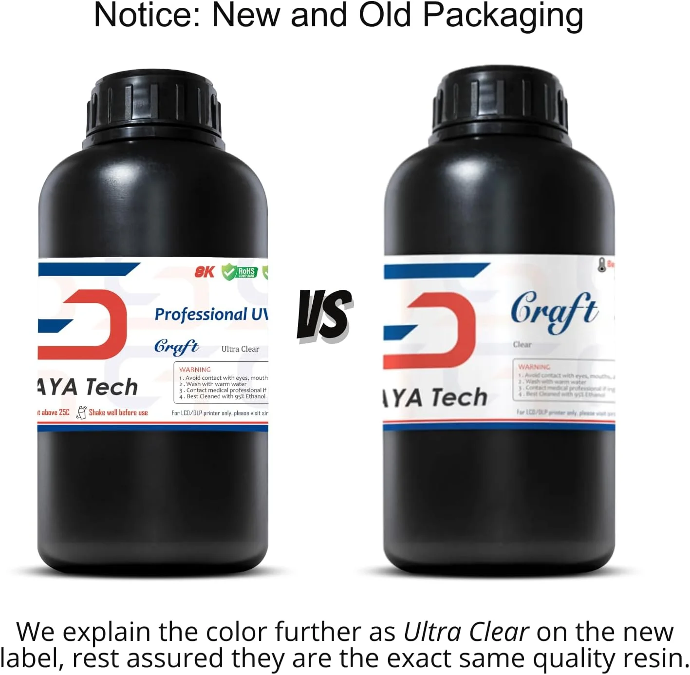 رزین پرینتر سه بعدی فوق شفاف Siraya Tech Craft، رزین سخت شونده سریع 405 نانومتری، غیر زرد شونده مانند سایر رزین ها، رزین شفافیت بالا، طراحی شده برای صنایع دستی برای پرینتر سه بعدی LCD DLP (1000 گرم، شفافیت بالا)