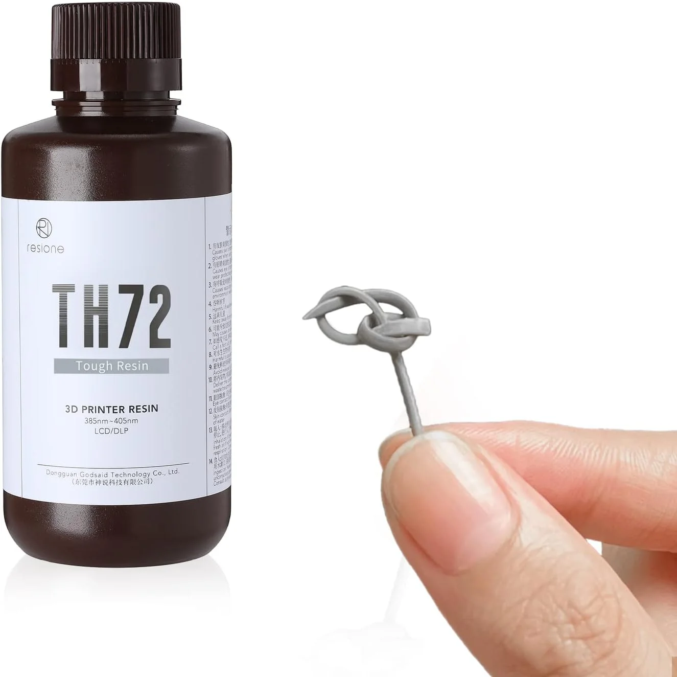 رزین انعطاف پذیر و مقاوم RESIONE TH72 برای پرینترهای سه بعدی با چقرمگی طولانی مدت و رزین مایع مقاوم در برابر ضربه، رزین با جذب آب کم برای فیگورها (خاکستری متوسط) 500 گرم