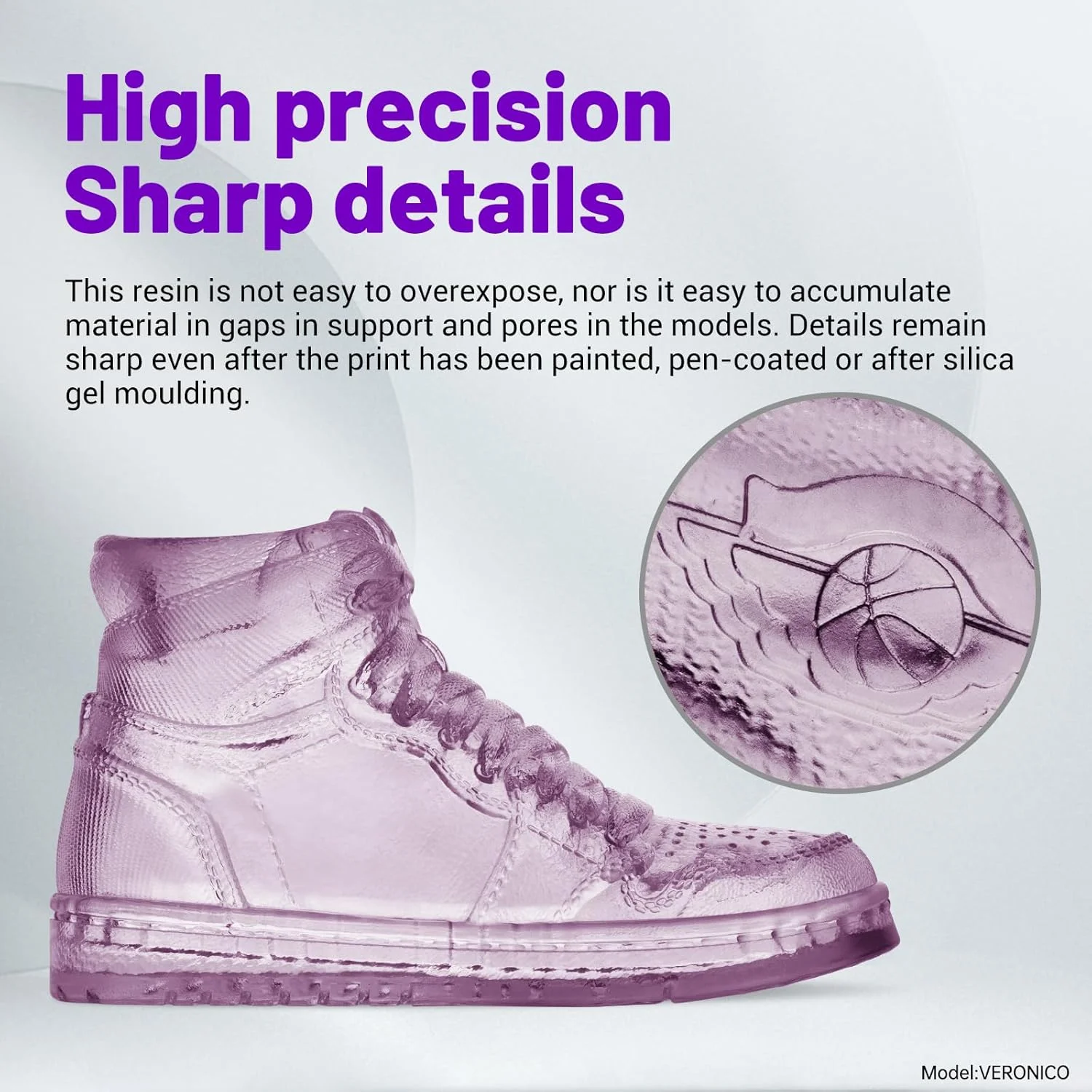 رزین قابل شستشو با آب RESIONE، بنفش کریستالی، 1000 گرم، رزین چاپ سه بعدی